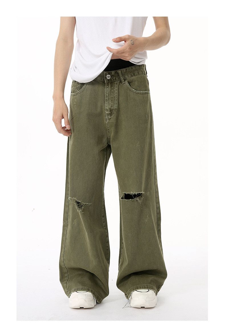 Japanese Brand Japanese retro ins fashion ripped straight jeans trend Size US 32 / EU 48 - 1 Thumbnail