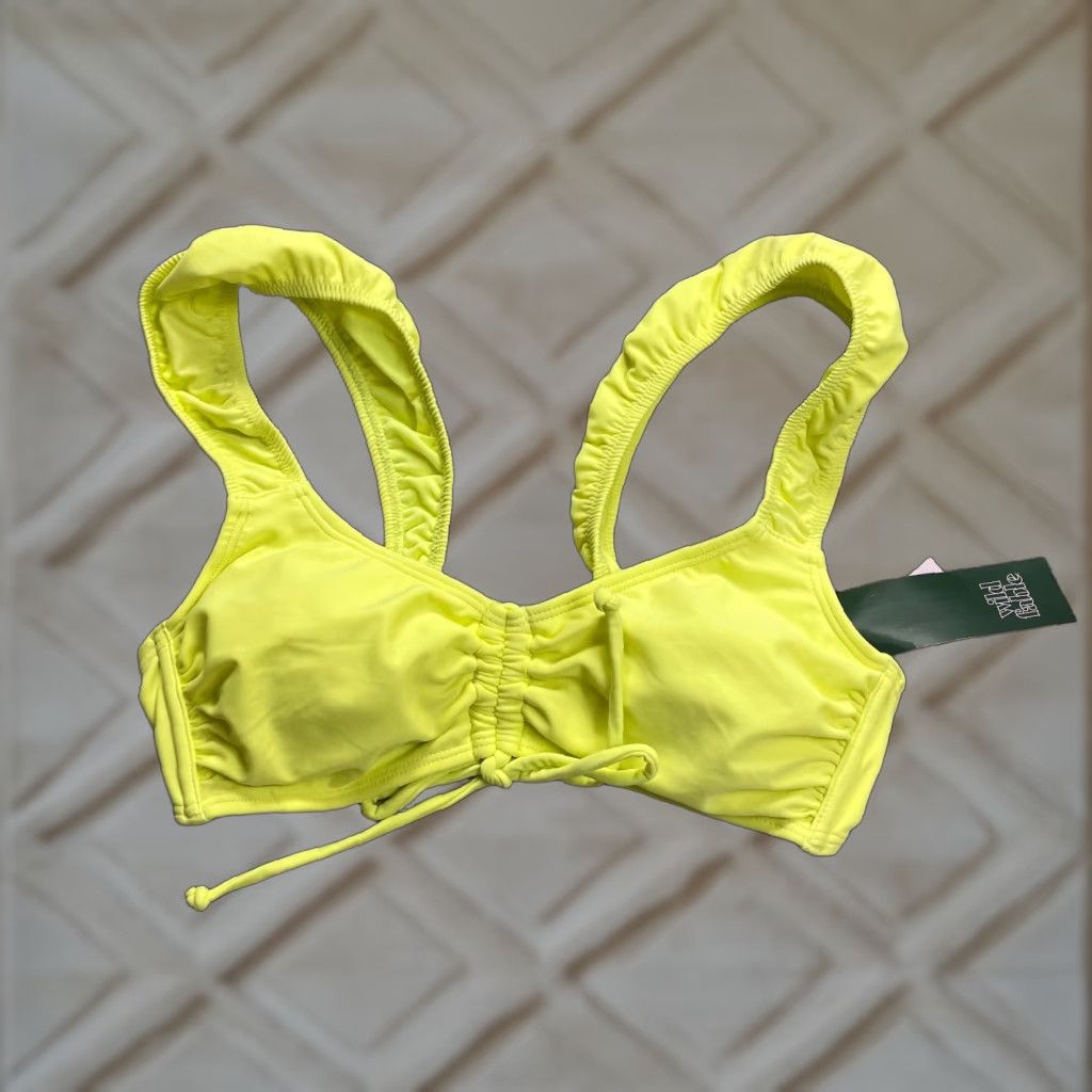 Vintage Wild Fable Bikini Top Womens S Solid Yellow Beach Summer NWT Size S / US 4 / IT 40 - 1 Thumbnail