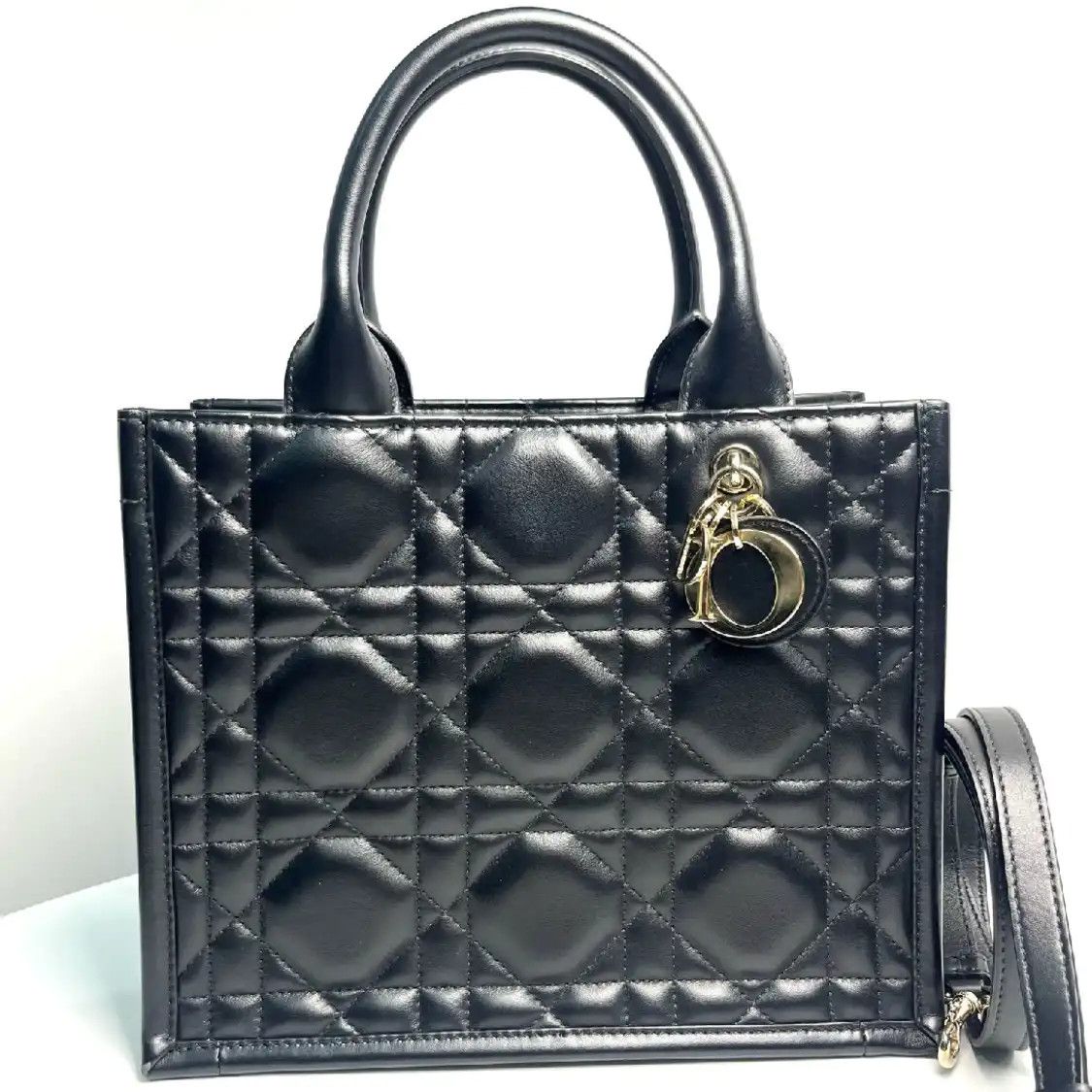 Dior DIOR Book Tote black sheepskin rattan plaid quilted shoulder bag Size ONE SIZE - 1 Thumbnail