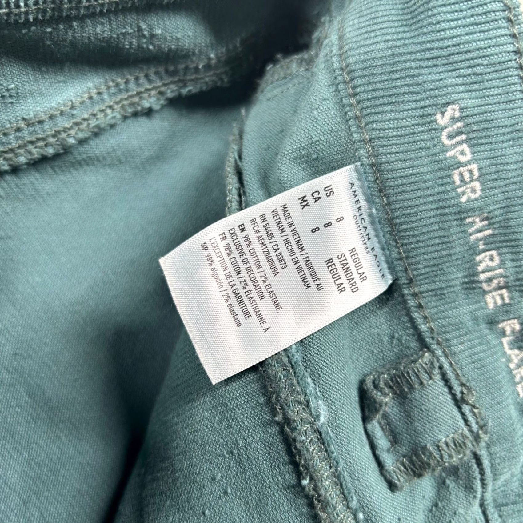 American Eagle Outfitters VINTAGE American Eagle Pants Womens 8 High Rise Flare Corduroy Green Bell Bottom Shirt/ Pants/ Chino? Size 30" / US 8 / IT 44 - 5 Thumbnail