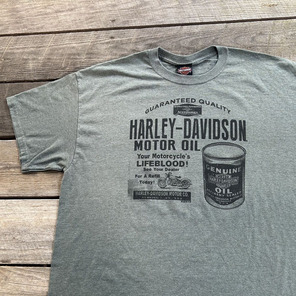 Harley Davidson × Vintage Vintage Y2K Harley Davidson Motorcycles Motor Oil T Shirt Size US XL / EU 56 / 4 - 1 Thumbnail