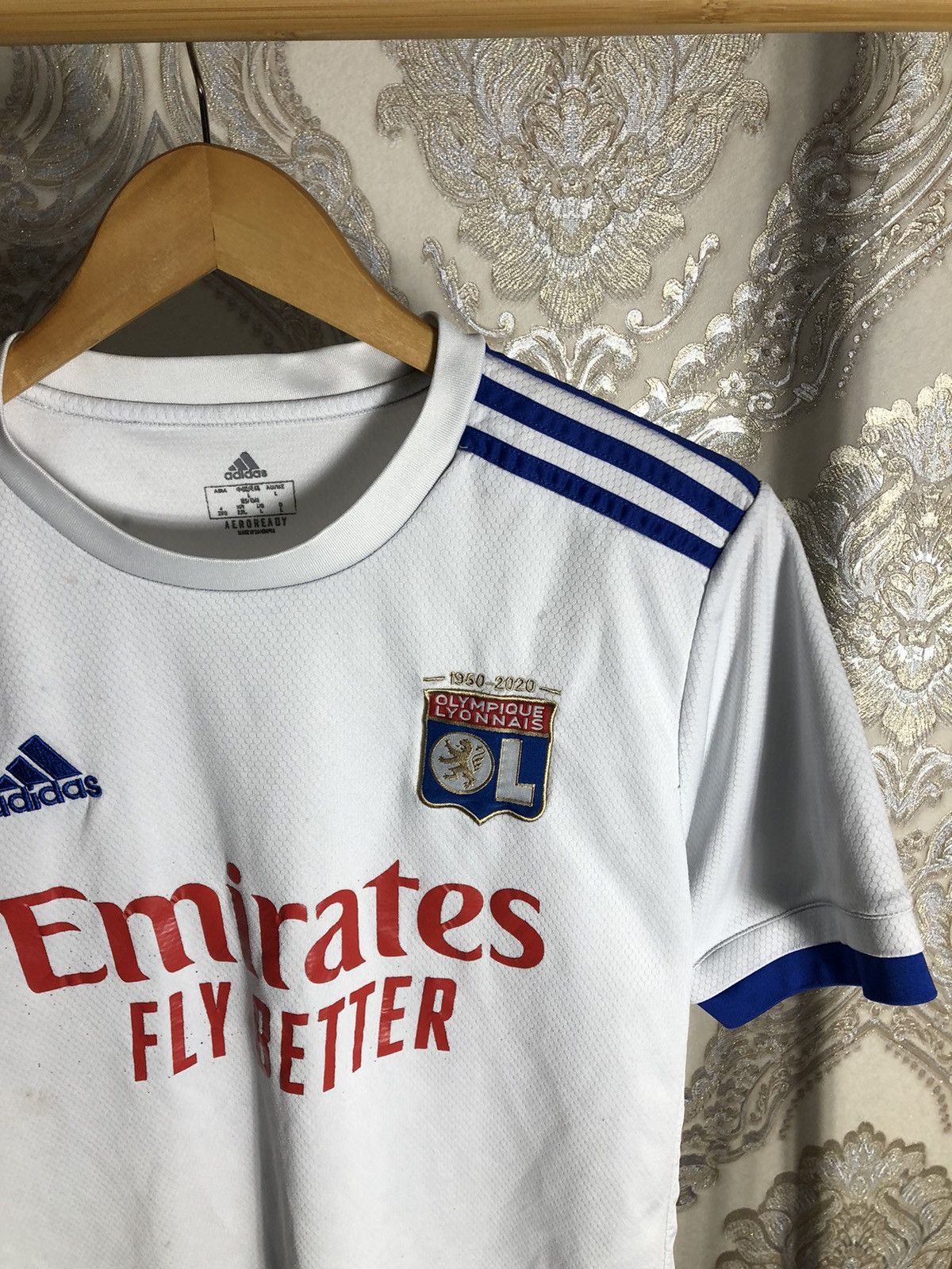 Adidas VINTAGE ADIDAS OLYMPIQUE LYONNAISE LYON FRANCE SOCCER JERSEY Size US L / EU 52-54 / 3 - 2 Thumbnail