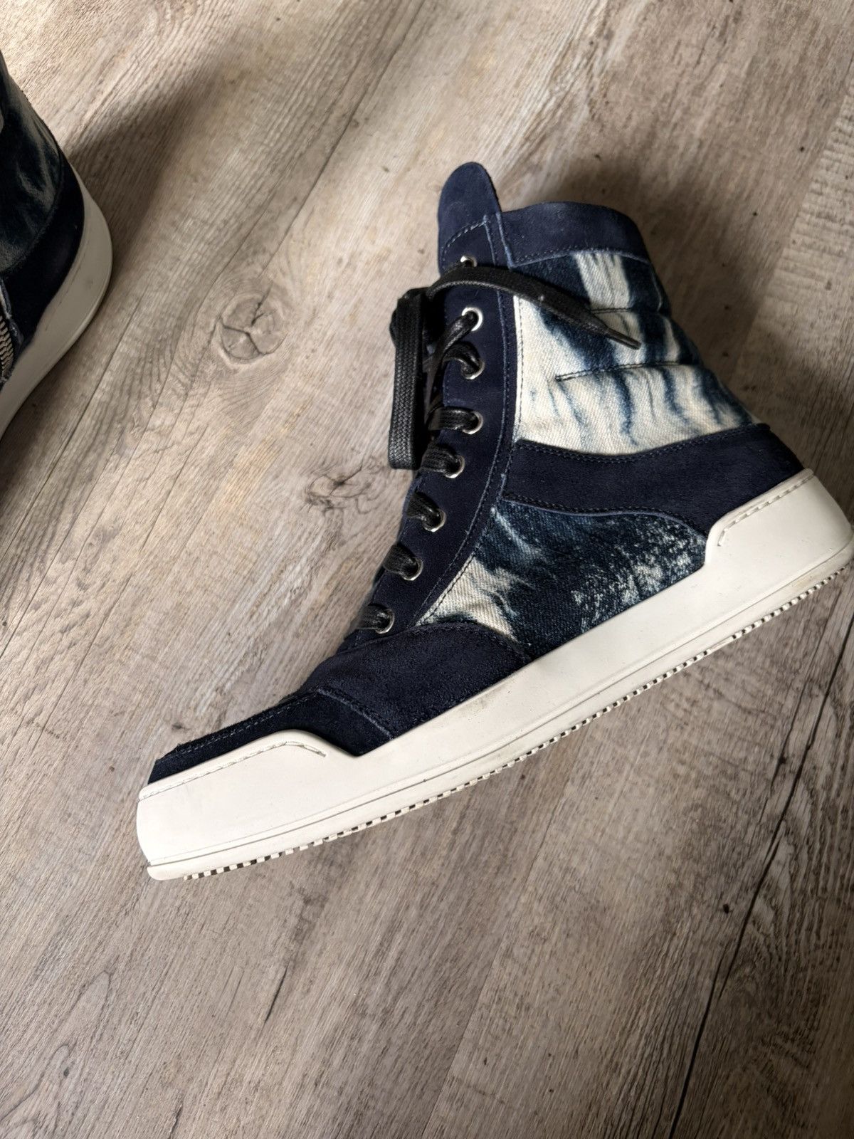 Balmain FW2013 Balmain tie dye denim/suede Leather Sneakers Size US 7 / EU 40 - 5 Thumbnail