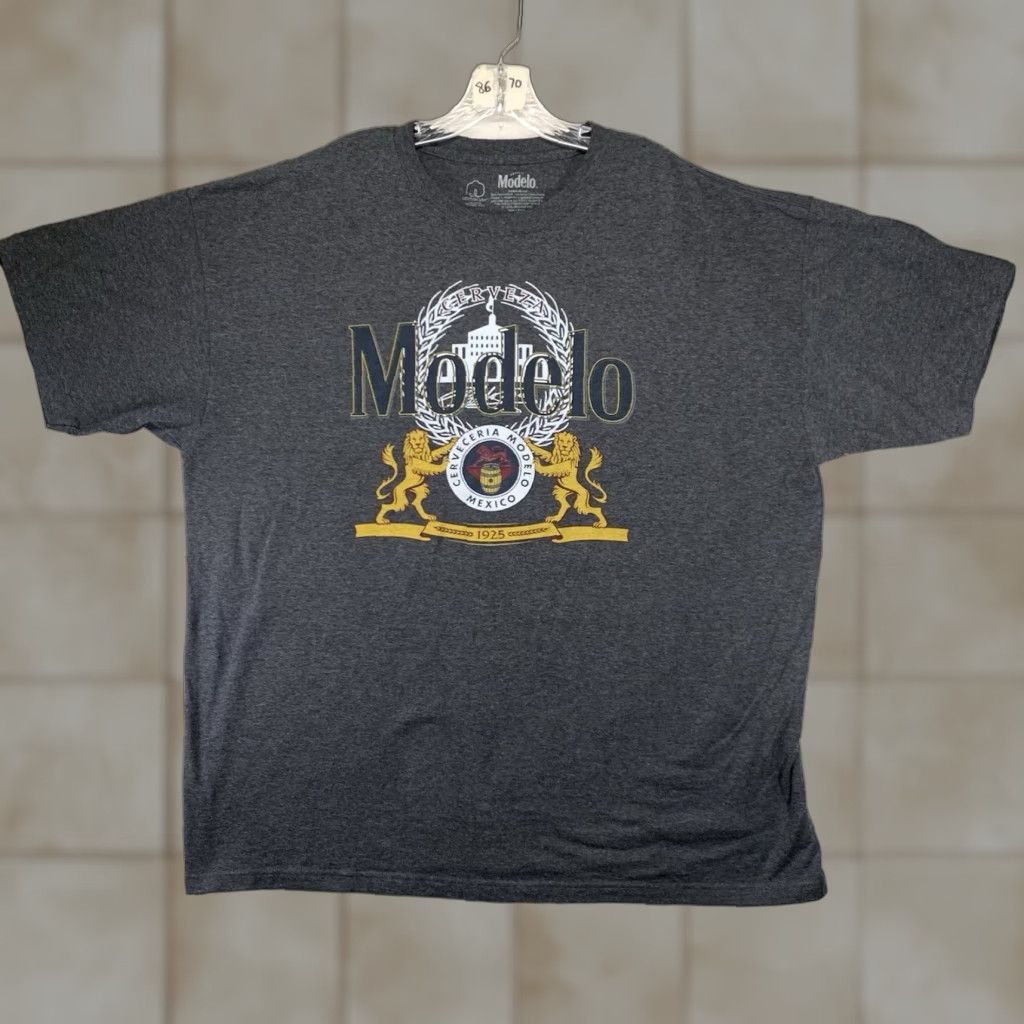 Vintage Modelo Shirt Mens 3XL Gray Graphic Tee Beer Logo Mexico Crew Neck Short Sleeve Cotton Polyester T-Shirt Men Mens Size US XXL / EU 58 / 5 - 1 Thumbnail