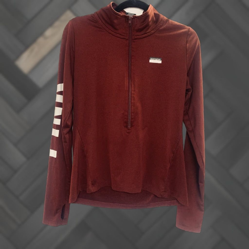 Victoria's Secret Victoria’s Secret PINK Ultimate 1/2 Zip Pullover Womens Medium Maroon Thumbholes Sweatshirt Size M / US 6-8 / IT 42-44 - 1 Thumbnail