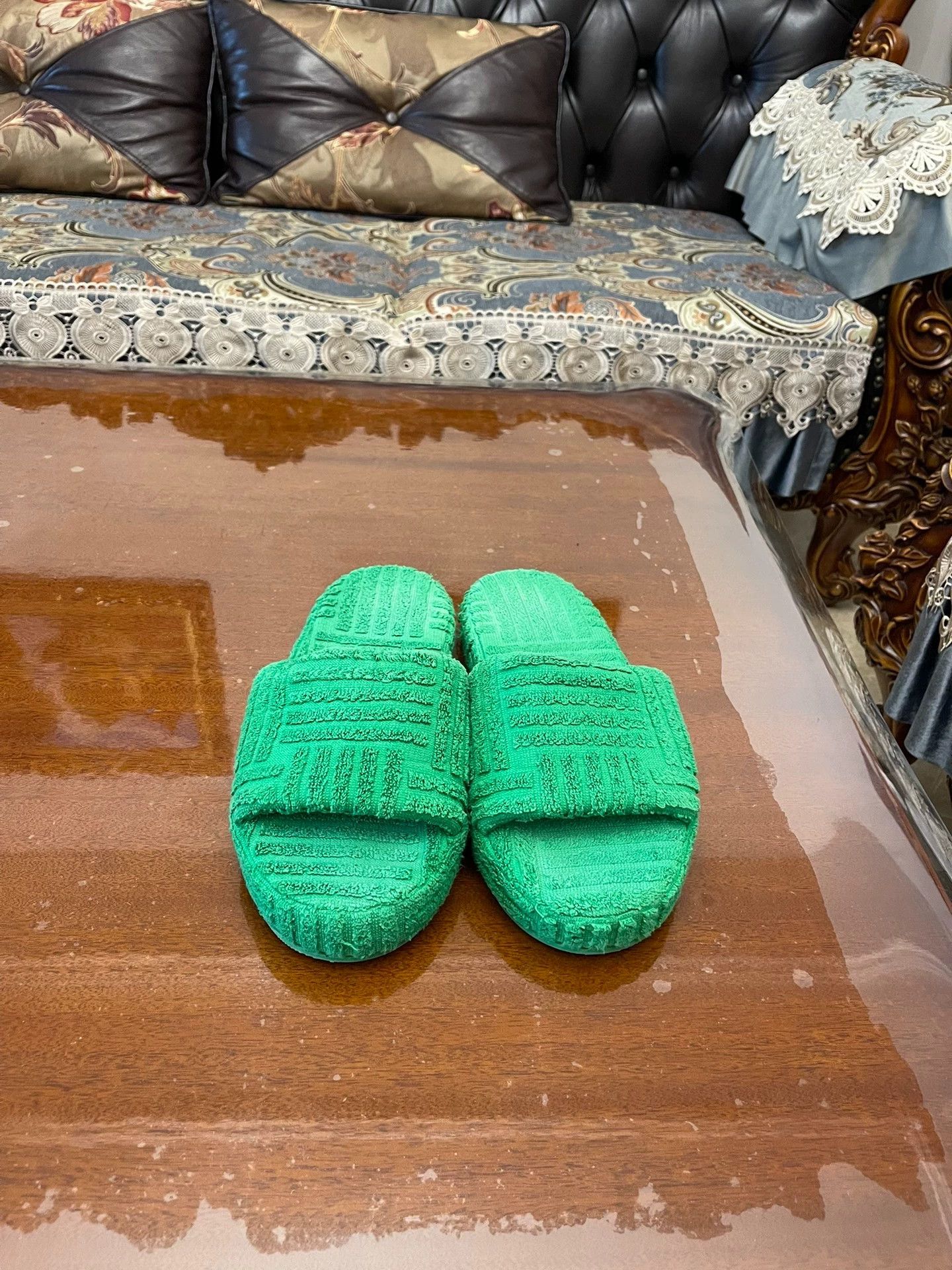 Bottega Veneta BV Intrecciato Classic Green Slides 41-42 Size US 8 / EU 41 - 2 Thumbnail