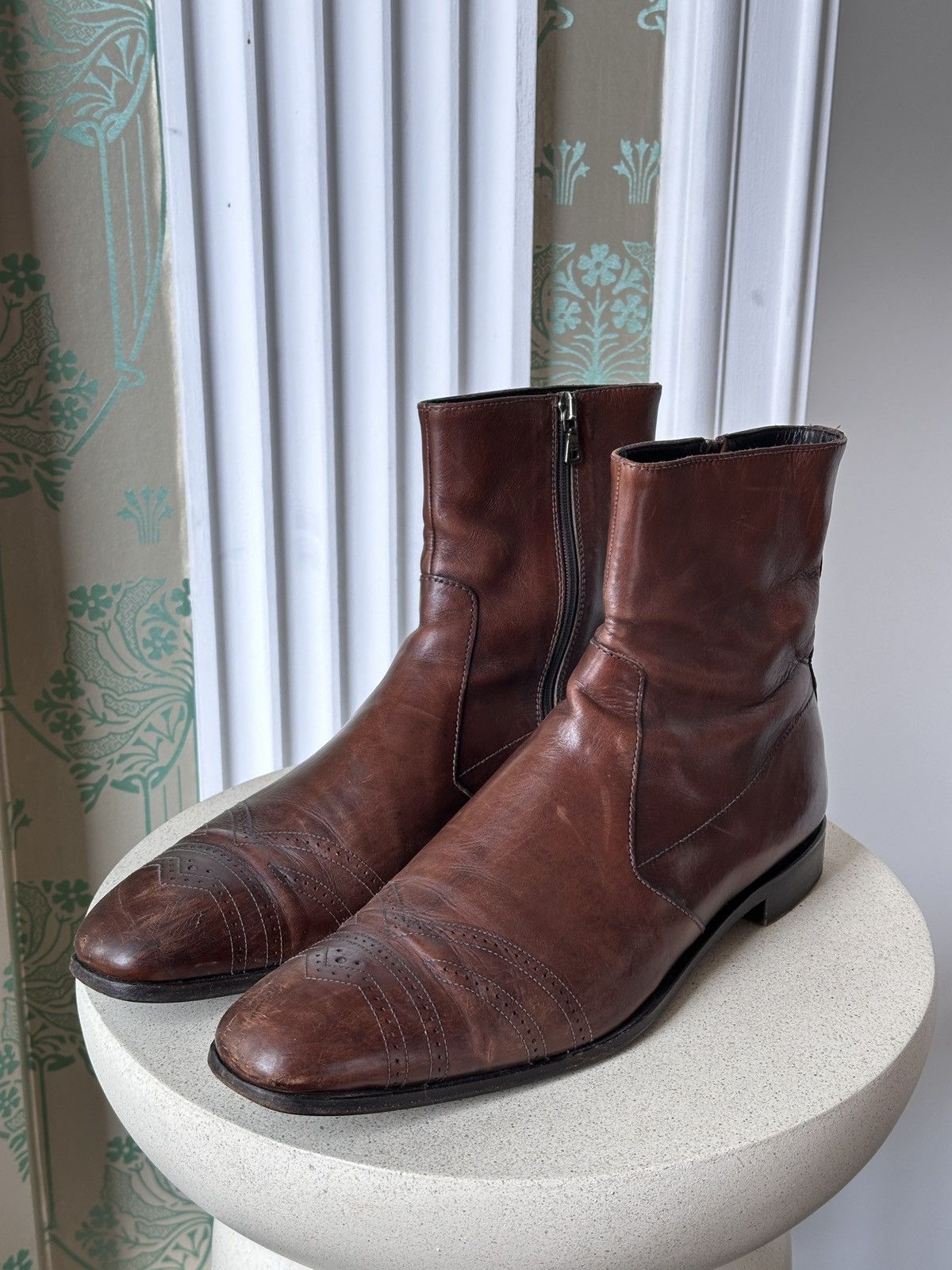 Prada PRADA Zip Brown Leather Perforation Boots Size: 8,5 / 42,5 Size US 8.5 / EU 41-42 - 2 Thumbnail