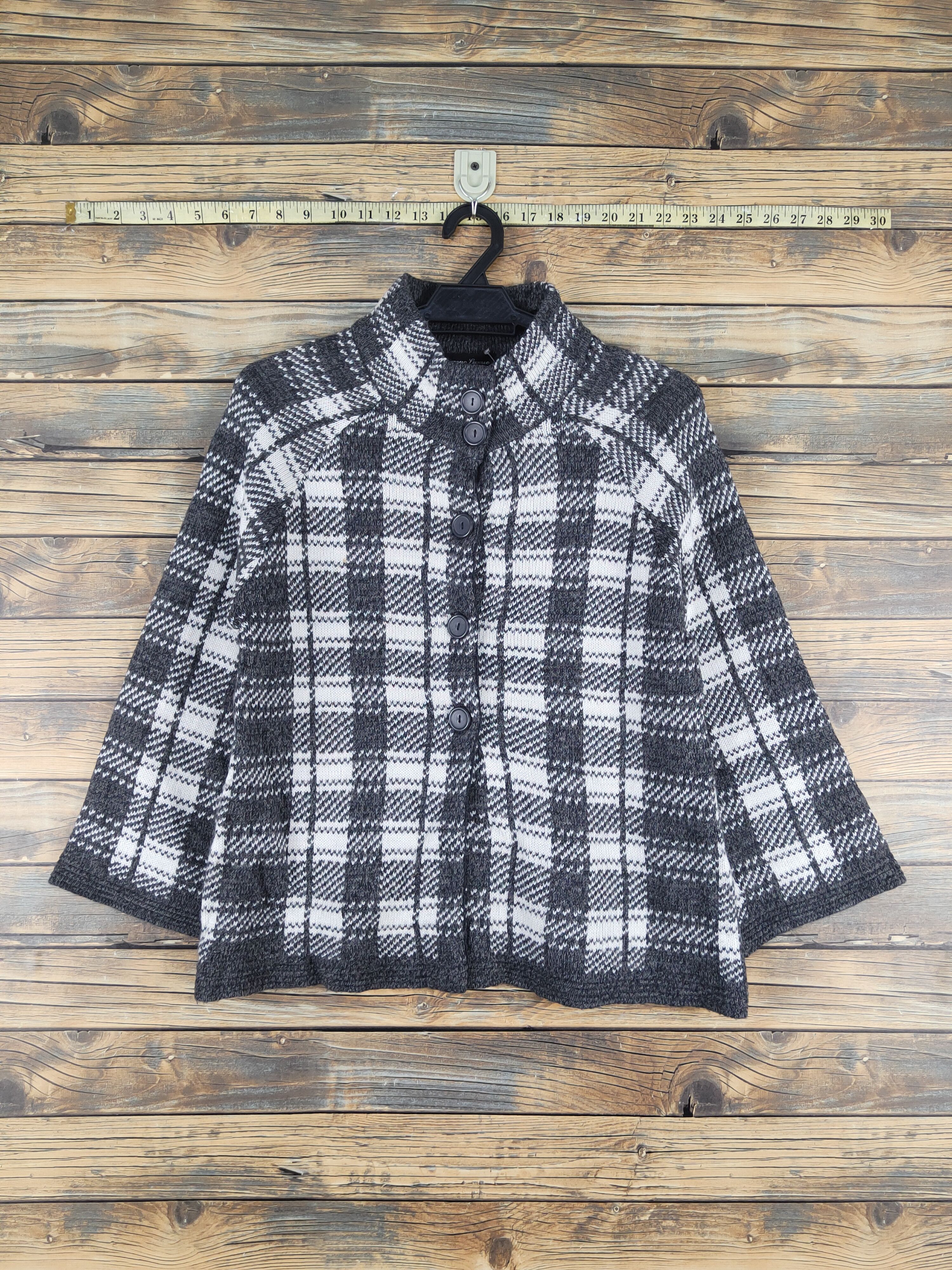 Japanese Brand Gene Luxue Black White Knitwear Cardigan #W1228 Size M / US 6-8 / IT 42-44 - 1 Thumbnail