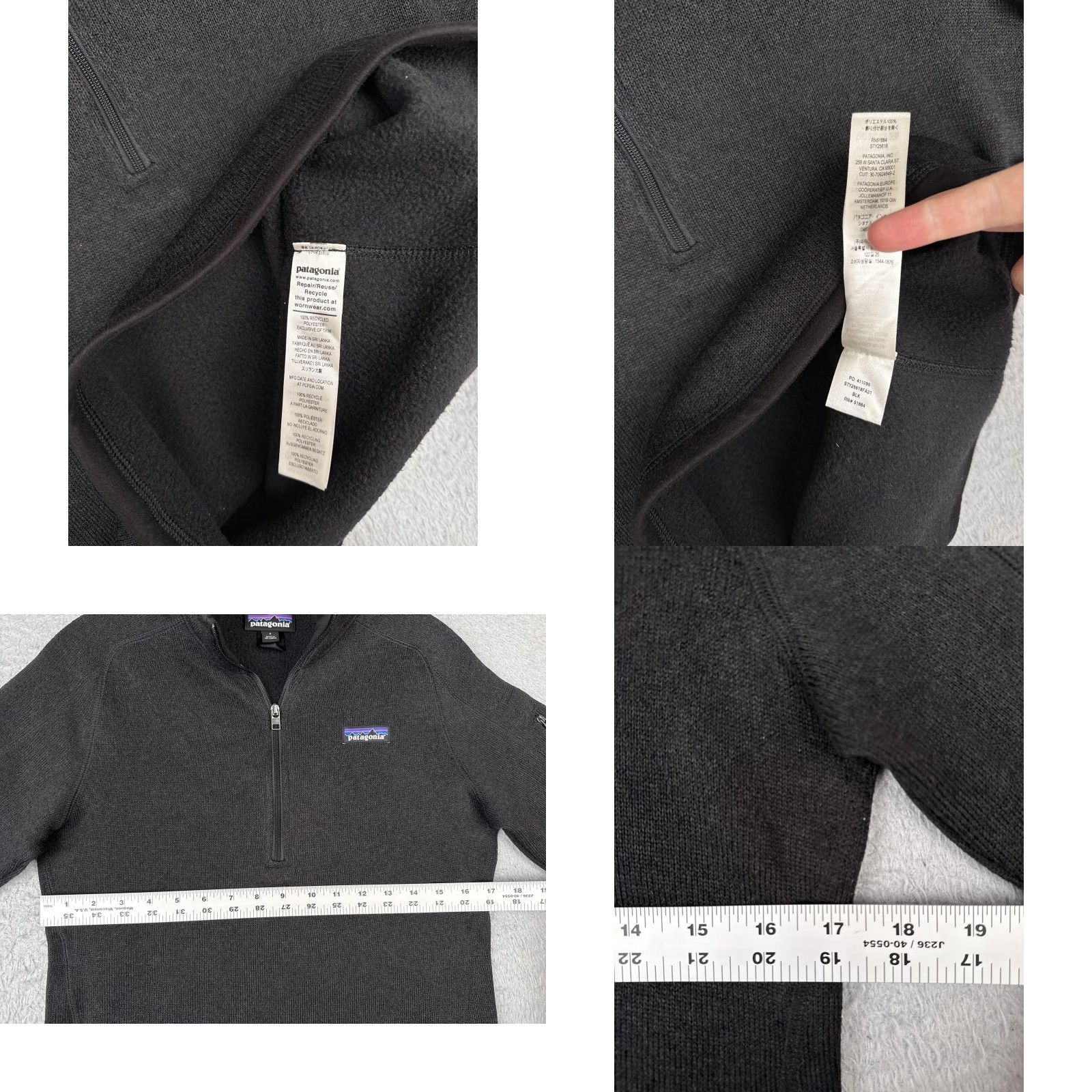 Patagonia Patagonia Sweater Womens Small Black 1/4 Zip Better Sweater Pullover FA21 25618 Size S / US 4 / IT 40 - 8 Thumbnail