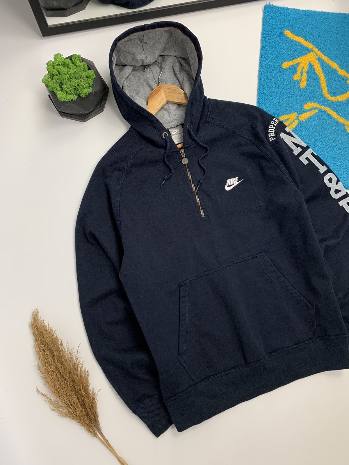 Nike × Vintage Vintage 90’s Nike 1/4 Pocket Hoodie Size US M / EU 48-50 / 2 - 8 Thumbnail