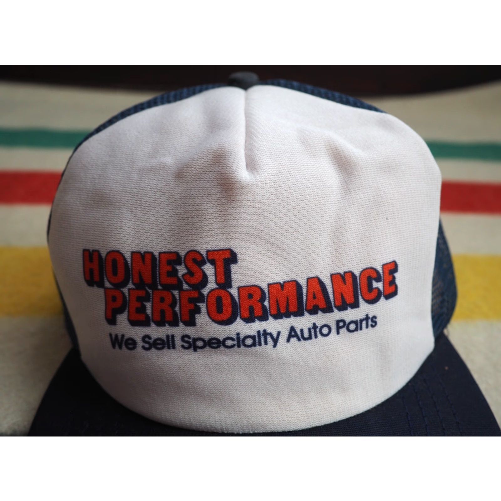 Vintage VTG 80s Honest Performance Auto Joke Car Blue White Trucker Snapback Hat Cap Adjustable Vintage Cap Mens Womens Size ONE SIZE - 4 Thumbnail