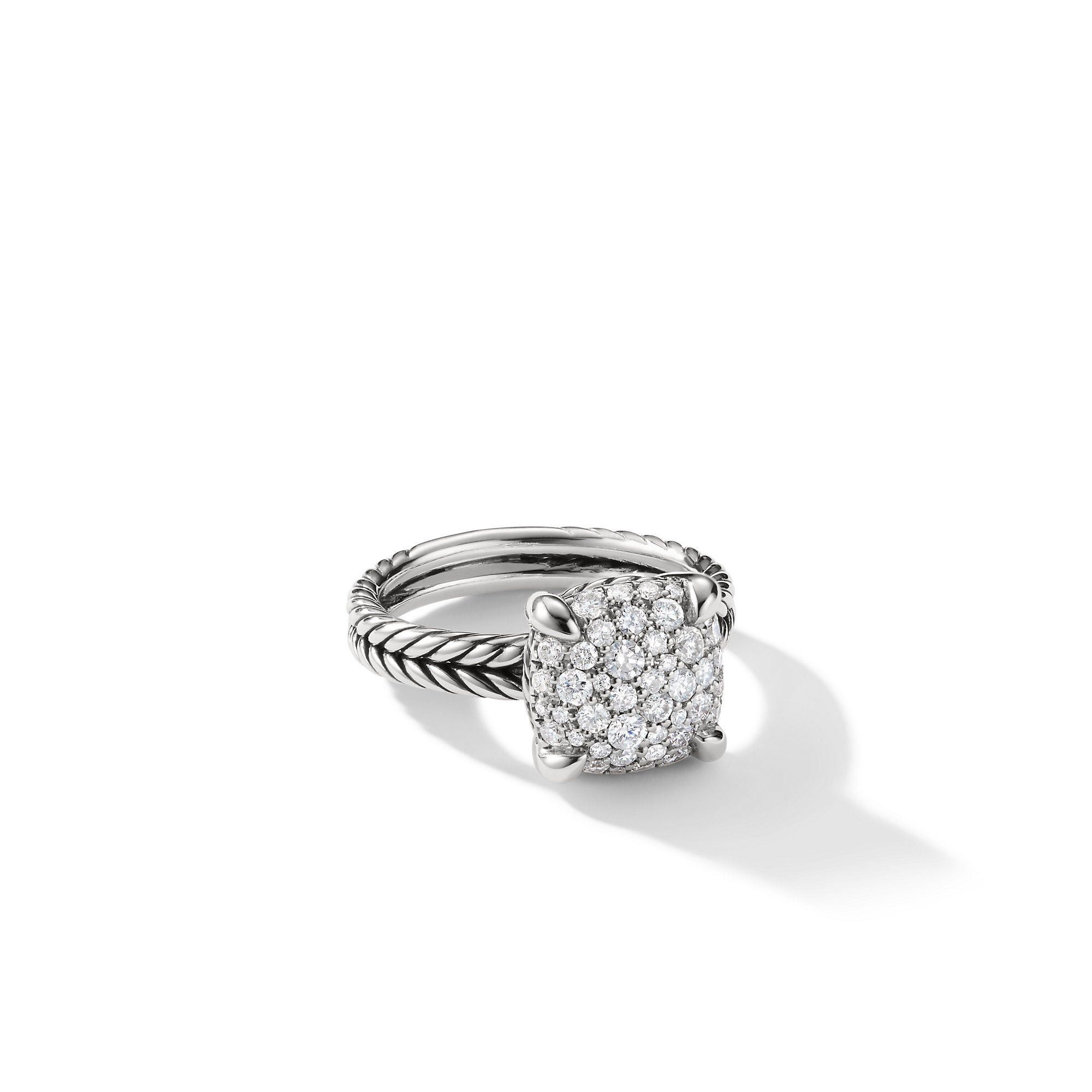 o1w1db10325 Chatelaine Ring in Silver with Pave Diamonds