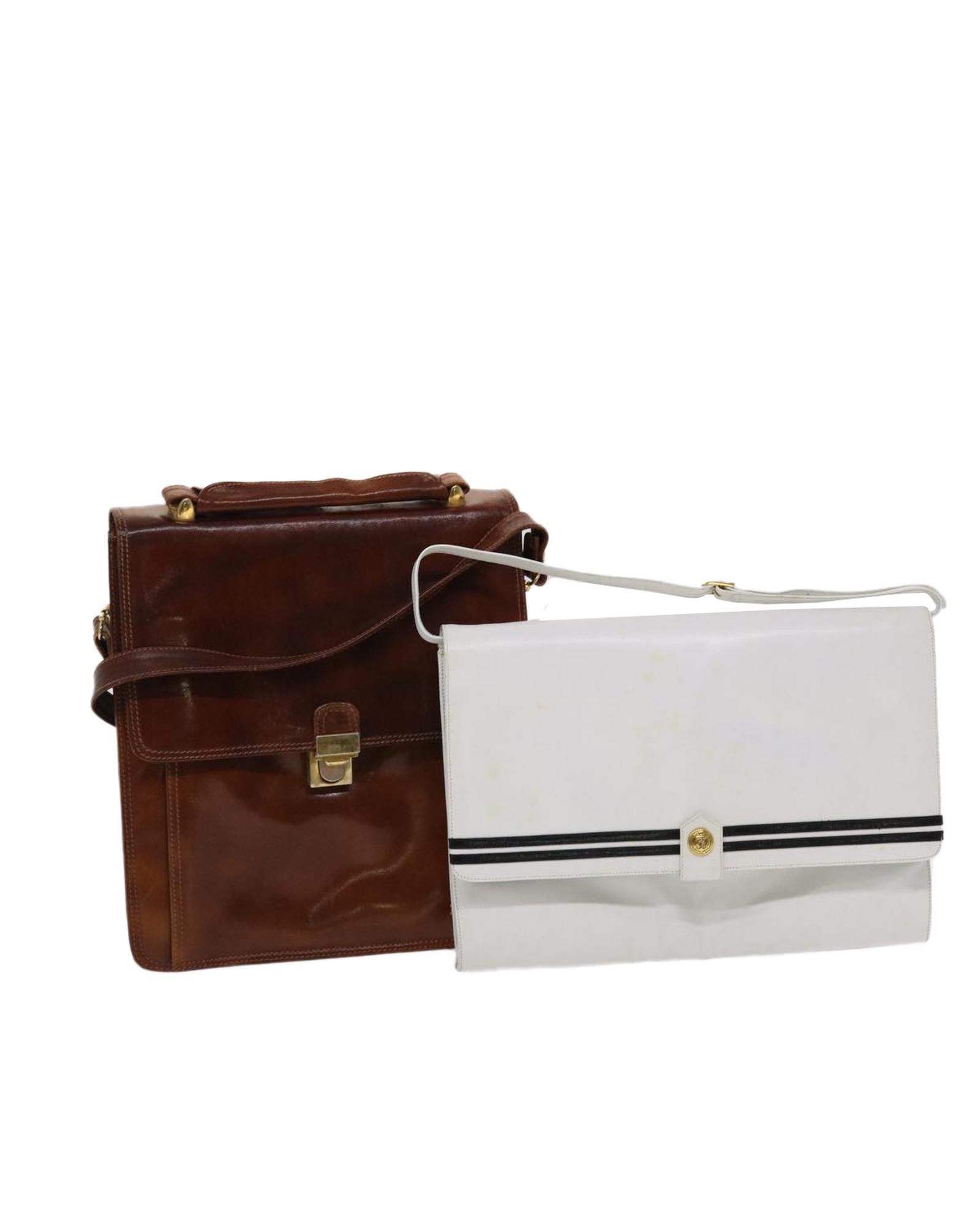 image of Bally Brown And White Leather Shoulder Bag Set, Women's