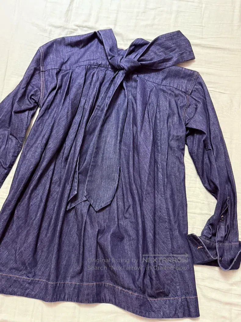 Dries Van Noten Dries Van Noten Denim Bow Shirt Size US XS / EU 42 / 0 - 5 Thumbnail