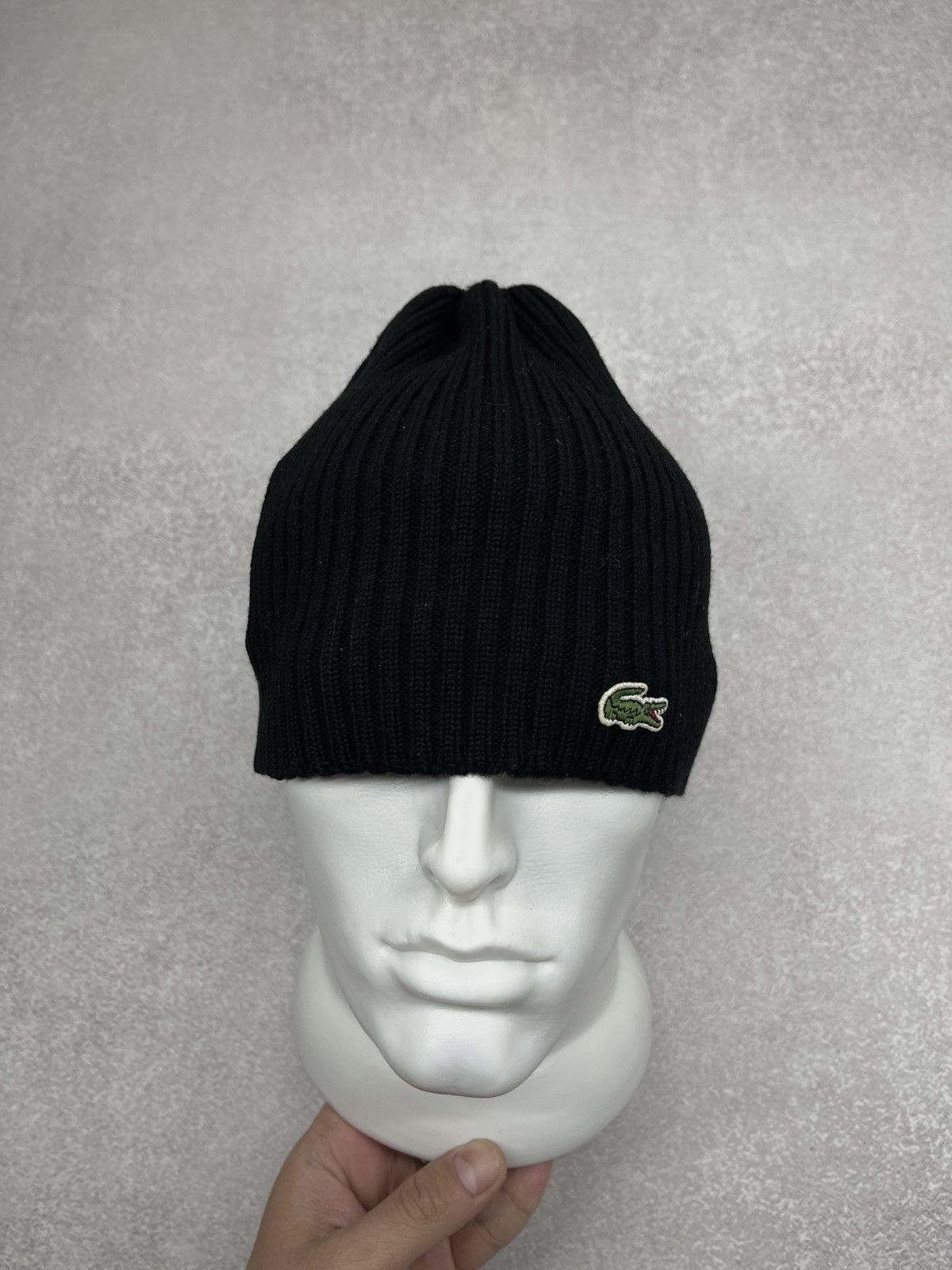 Lacoste Vintage Lacoste Wool Beanie Hat Black Y2K Size ONE SIZE - 2 Thumbnail