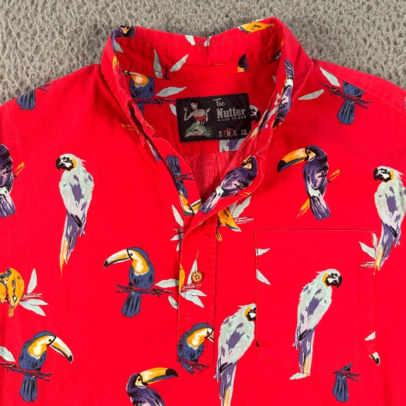 Chubbies Chubbies Button-Up Shirt Mens Medium Red Birds Print Made In USA Size US M / EU 48-50 / 2 - 3 Thumbnail