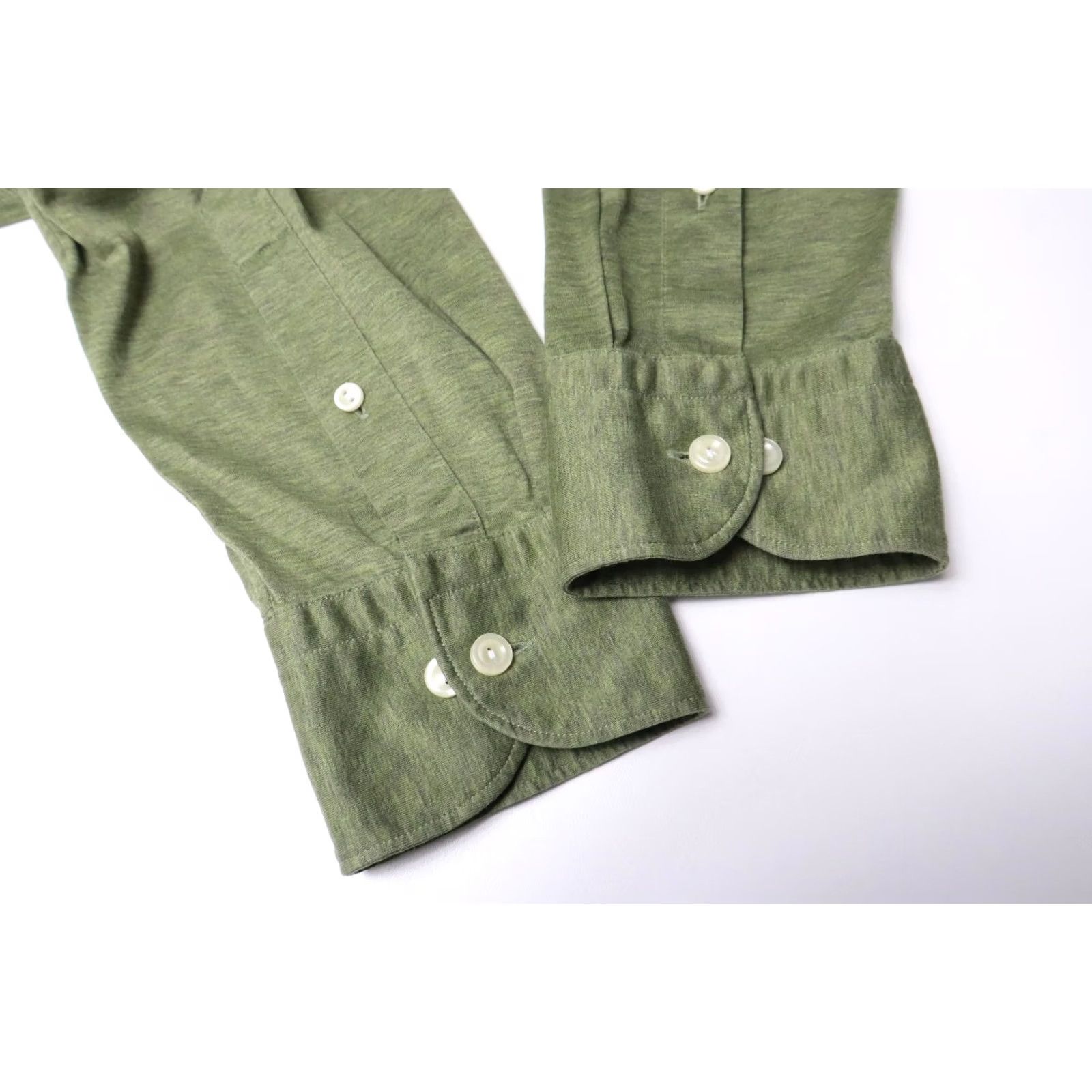 Eton Eton Shirt Mens XL Green Slim Jersey Men Cutaway Collar Stretch Button Size US XL / EU 56 / 4 - 5 Thumbnail