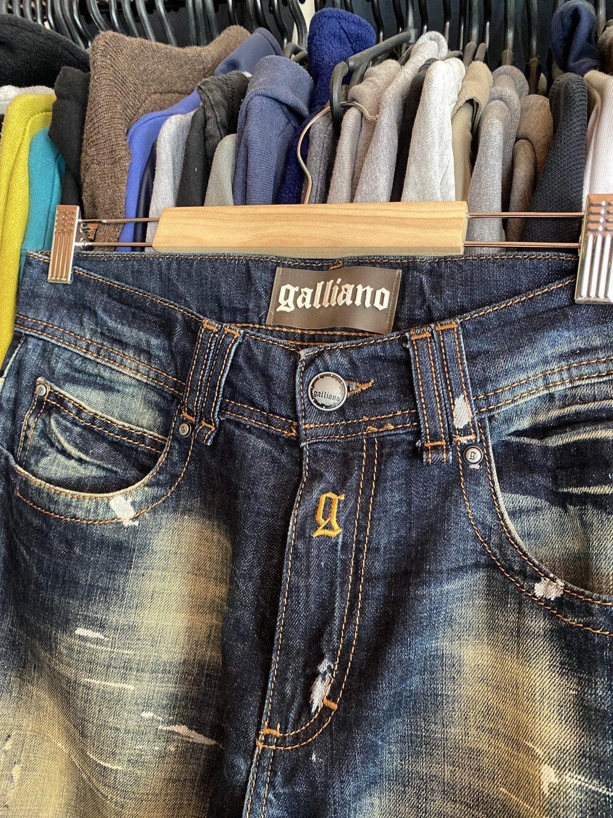 John Galliano VINTAGE GALLIANO AVANT GARDE DENIM JEANS Size US 29 - 3 Thumbnail