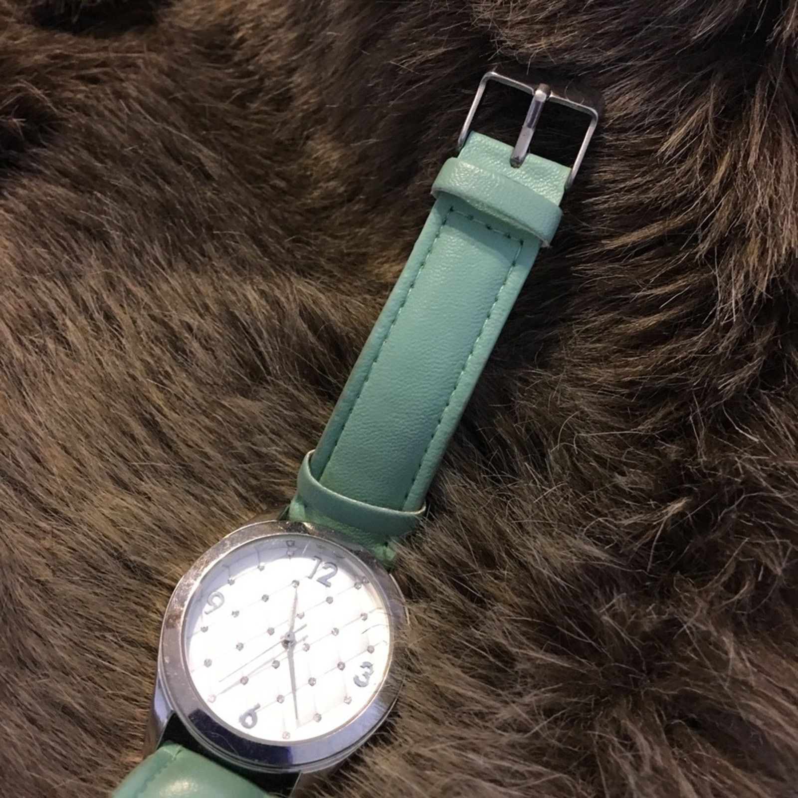 Jewelry Ladies crystal quilt mint imitation leather watch Size ONE SIZE - 5 Thumbnail