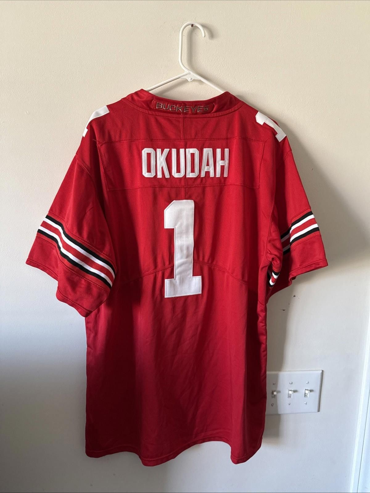 Nike Men’s Nike Ohio State Jeff Okudah #1 Jersey Size 2XL - Red Size ONE SIZE - 5 Thumbnail