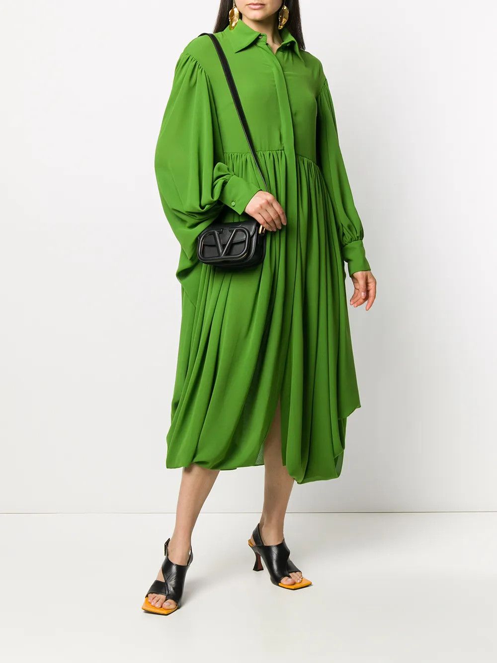 Valentino o1y0226 Midi Dress in Green Size M / US 6-8 / IT 42-44 - 2 Thumbnail