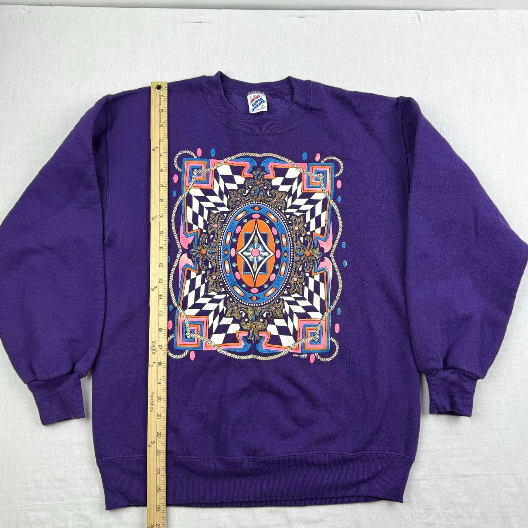 Jerzees VINTAGE Jerzees Sweatshirt Woman’s Medium Purple 90s Art Pullover Crew Neck Glitter Casual Womens 90s Jerzees Sweatshirt Size M / US 6-8 / IT 42-44 - 7 Thumbnail