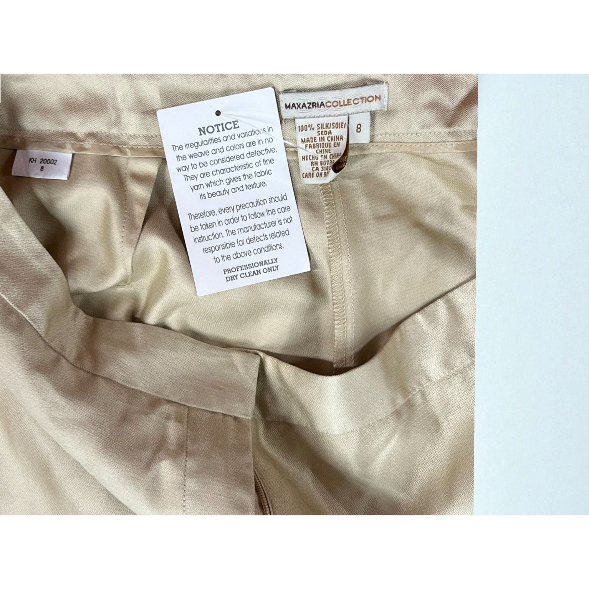 Bcbgmaxazria Bcbgmaxazria Womens High-Waist Beige Satin Trousers Size 8 P Size 30" / US 8 / IT 44 - 5 Thumbnail