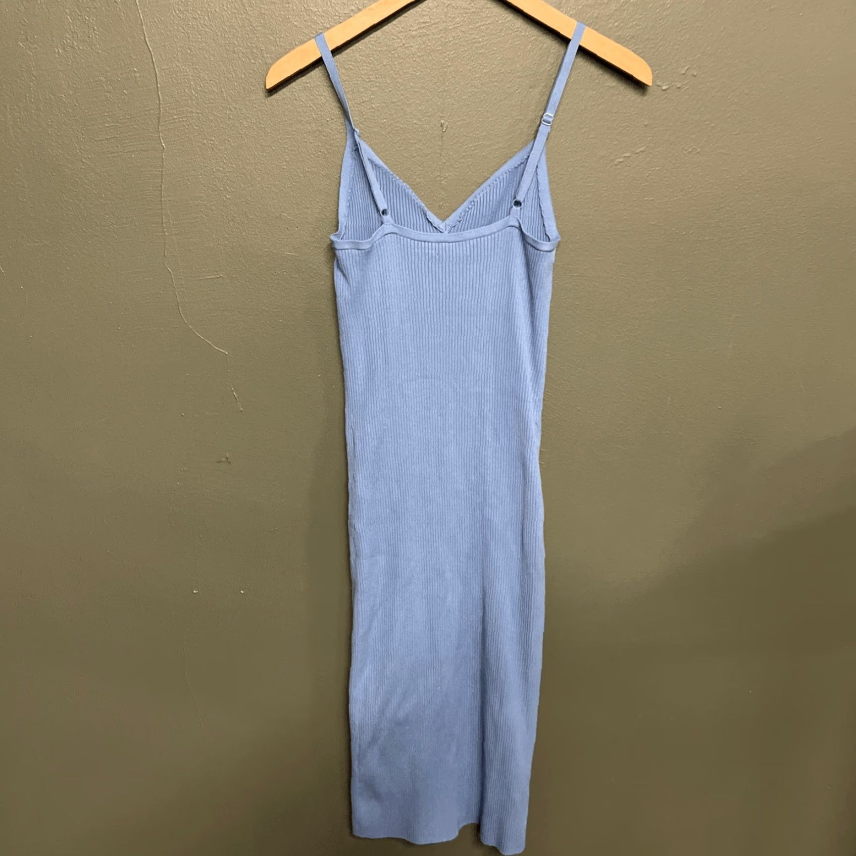 Vintage Wilfred Knit Tank Dress Bodycon Midi Blue Sleeveless Size M Women Casual Party/Cocktail Workwear Minimalist Modern Glam Chic Size M / US 6-8 / IT 42-44 - 3 Thumbnail