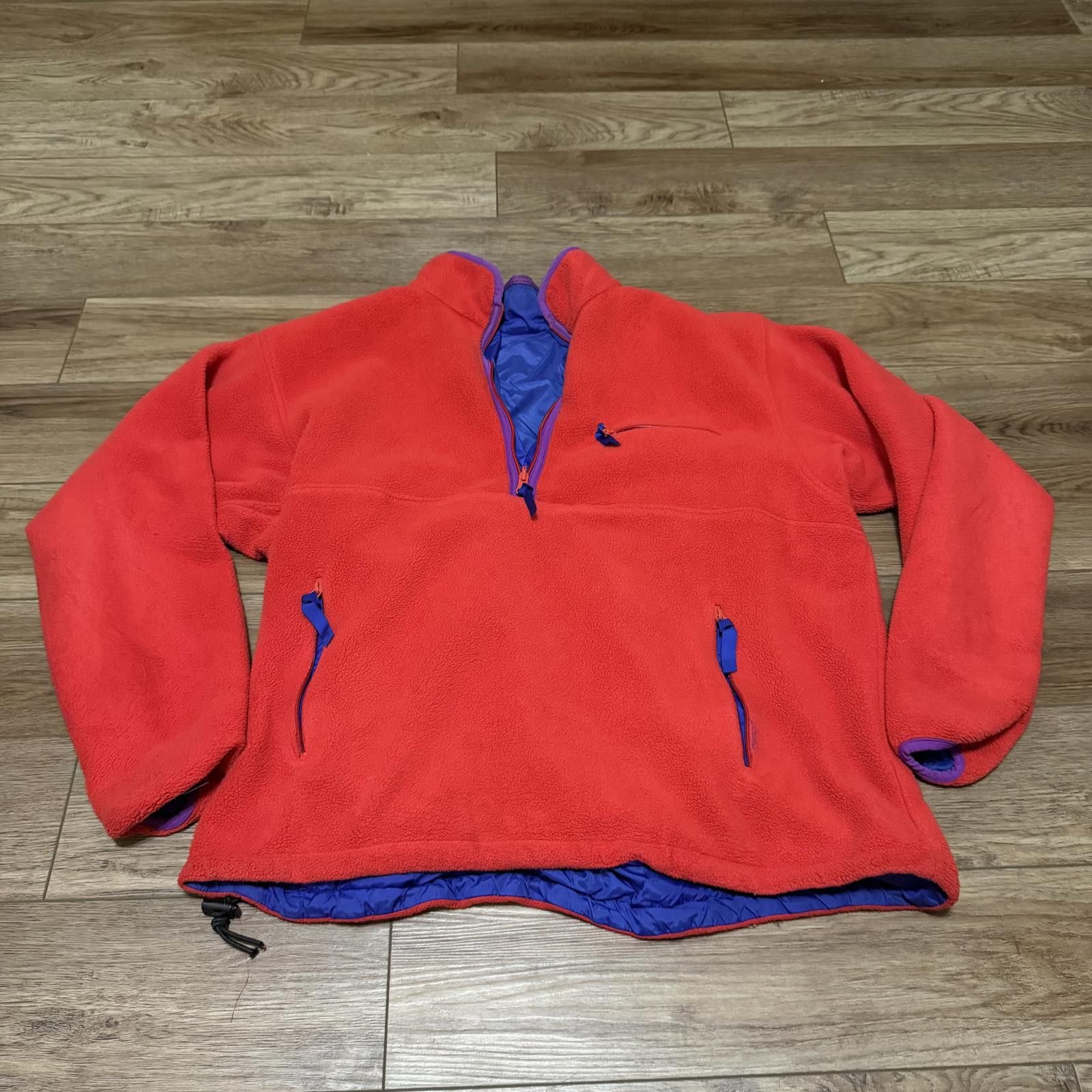 Vintage Patagonia Glissade Reversible Fleece Fish Blue Red