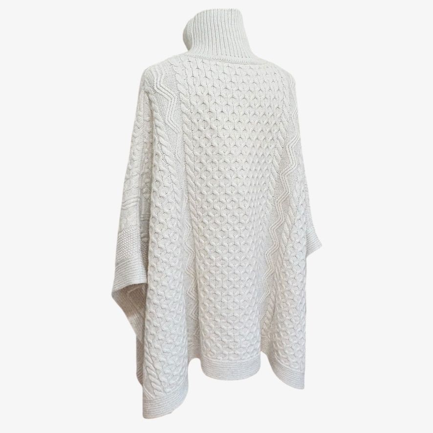 Brooks Brothers Brooks Brothers Wool Cashmere Sweater Poncho M Cream Cablekn Size M / US 6-8 / IT 42-44 - 7 Thumbnail