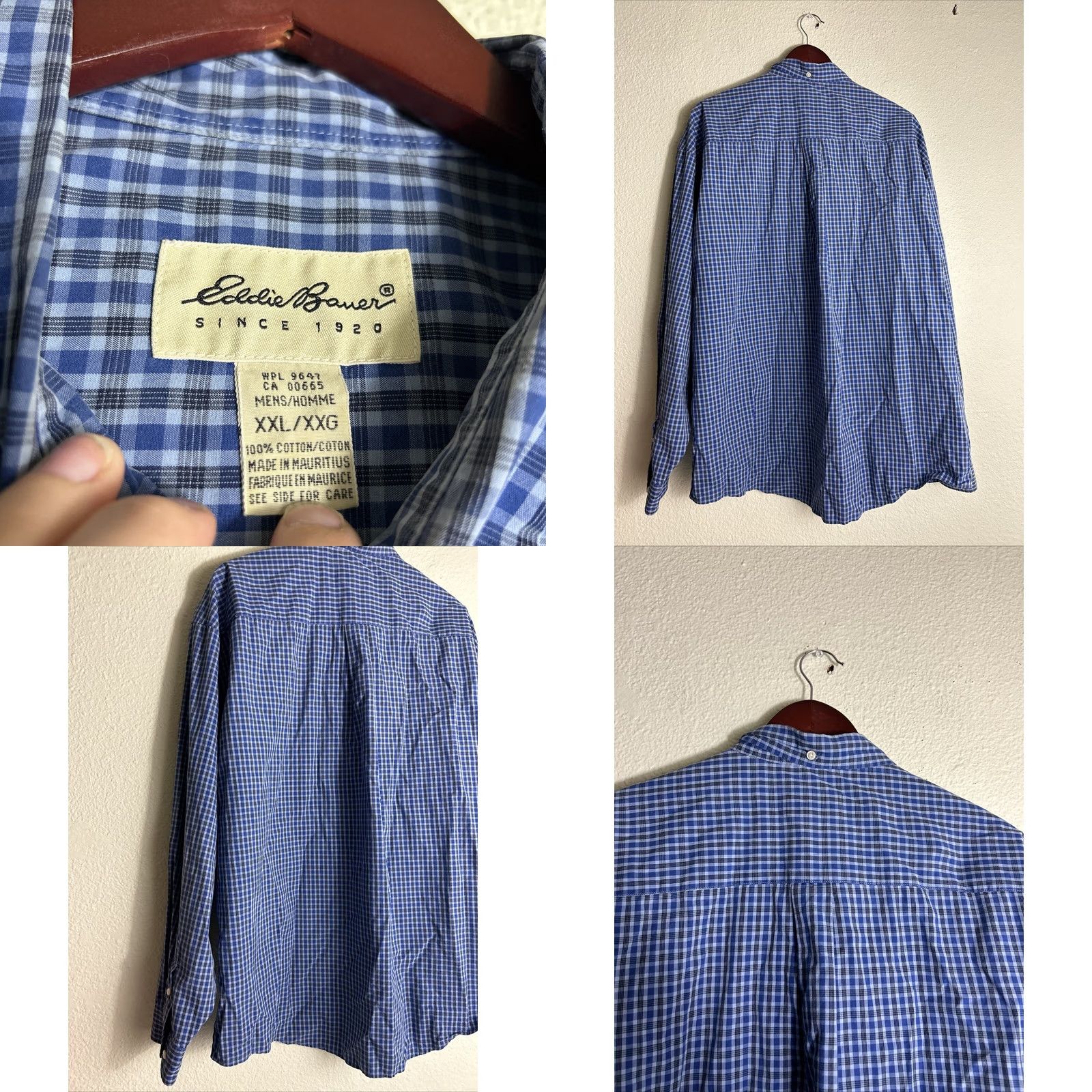 Eddie Bauer Eddie Bauer Mens Button-Up Shirt Plaid Checkered Cotton Blue 2XL Long Sleeve Size US XXL / EU 58 / 5 - 8 Thumbnail