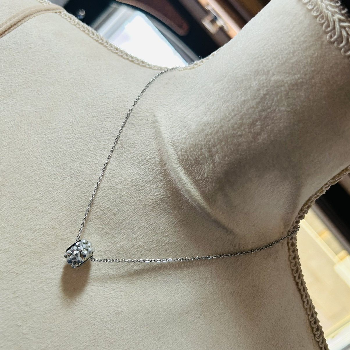 Handmade Handcrafted silver crystal charm slider on chain necklace Size ONE SIZE - 1 Thumbnail