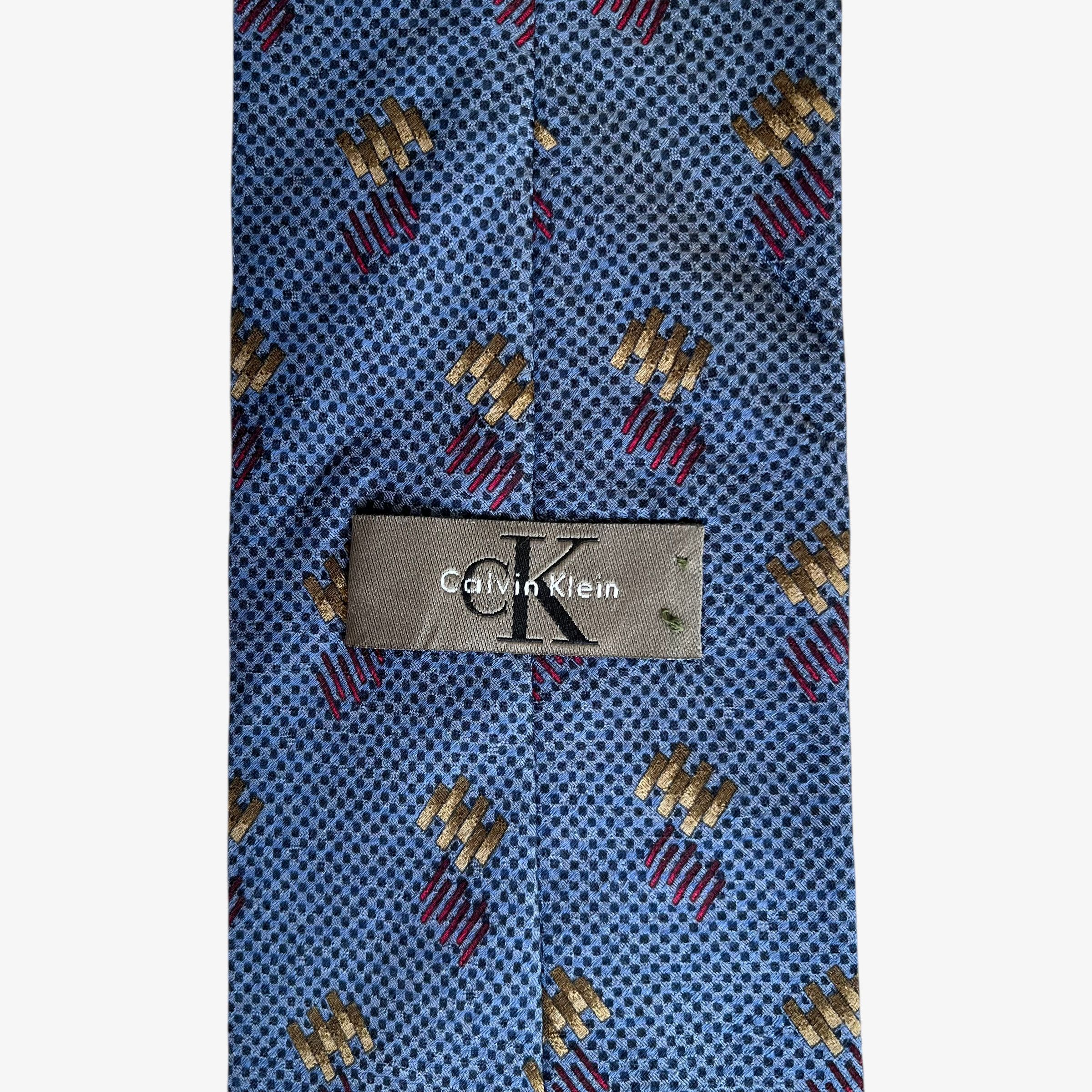 Calvin Klein Vintage 90s Calvin Klein Abstract Print Blue Silk Tie Size ONE SIZE - 2 Thumbnail