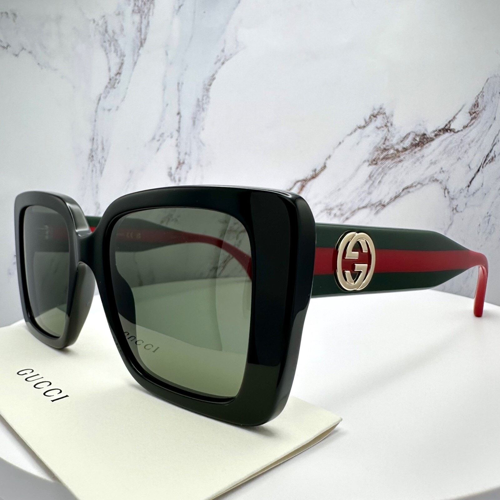 Gucci New GUCCI Sunglasses Black 53mm Gold 3D Metal Logo Square Size ONE SIZE - 1 Thumbnail