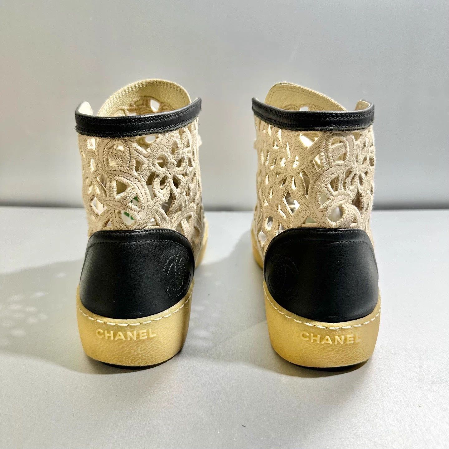 Chanel Chanel Fabric Cut-out High-Top Sneakers - Size 38 Size US 7 / IT 37 - 5 Thumbnail