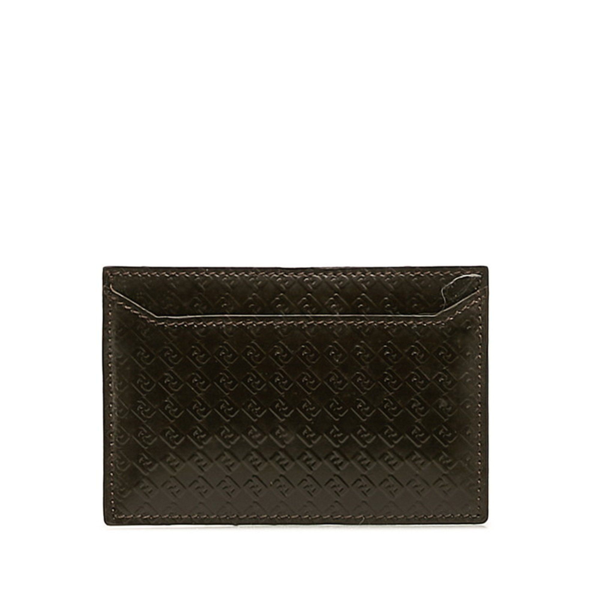 FENDI Card Case 7M0012 Brown Leather Women's
