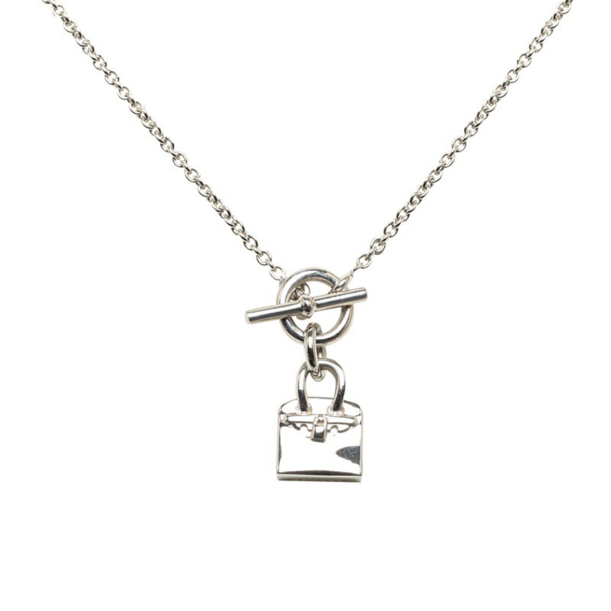 image of Hermes Amulet Birkin Motif Necklace Silver Metal Women's Hermes
