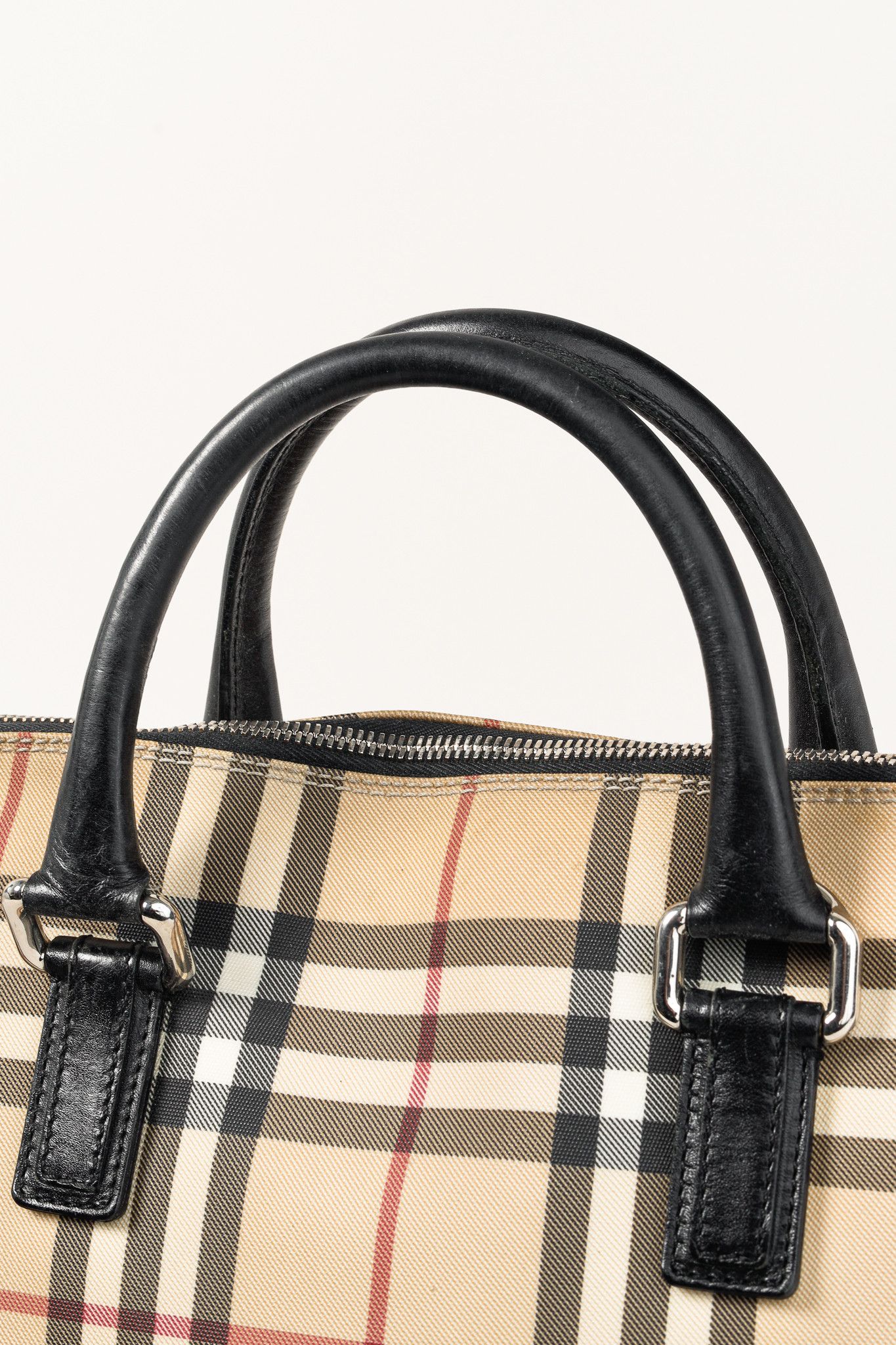 Burberry Burberry House Check Leather-Trim Domed Satchel Size ONE SIZE - 9 Thumbnail