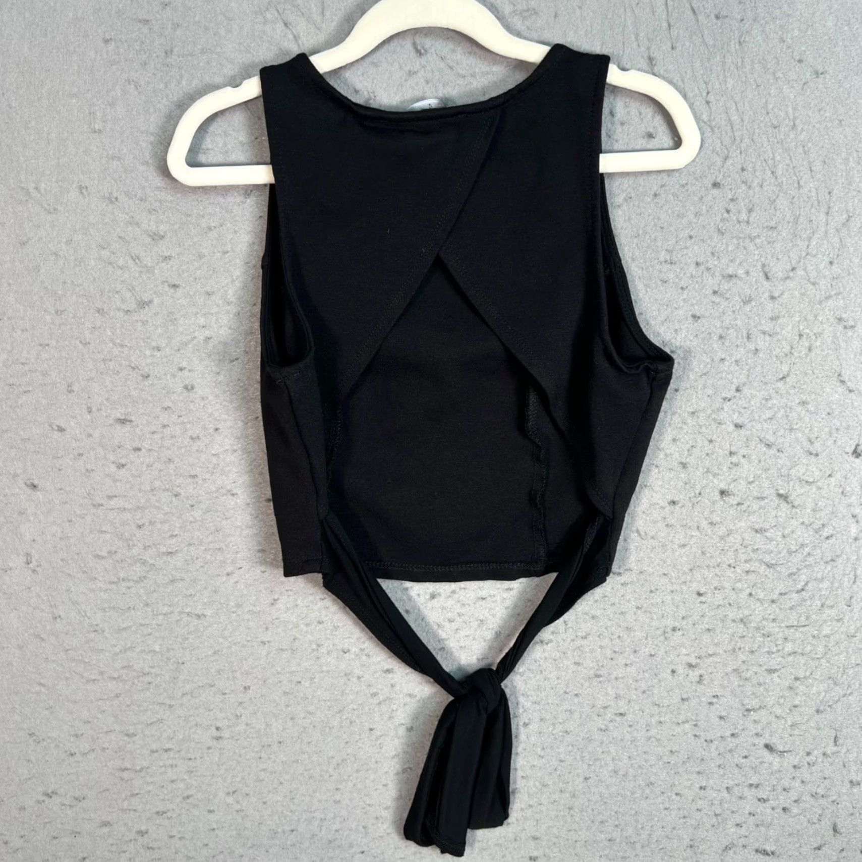 Lulus Lulus Black Sleeveless Crop Top Tank with Tie Detail Womens Small - Cropped Nylon Rayon - Solid - Round Neck - Adult Womens Small - Gift? (Stop) Size S / US 4 / IT 40 - 2 Thumbnail