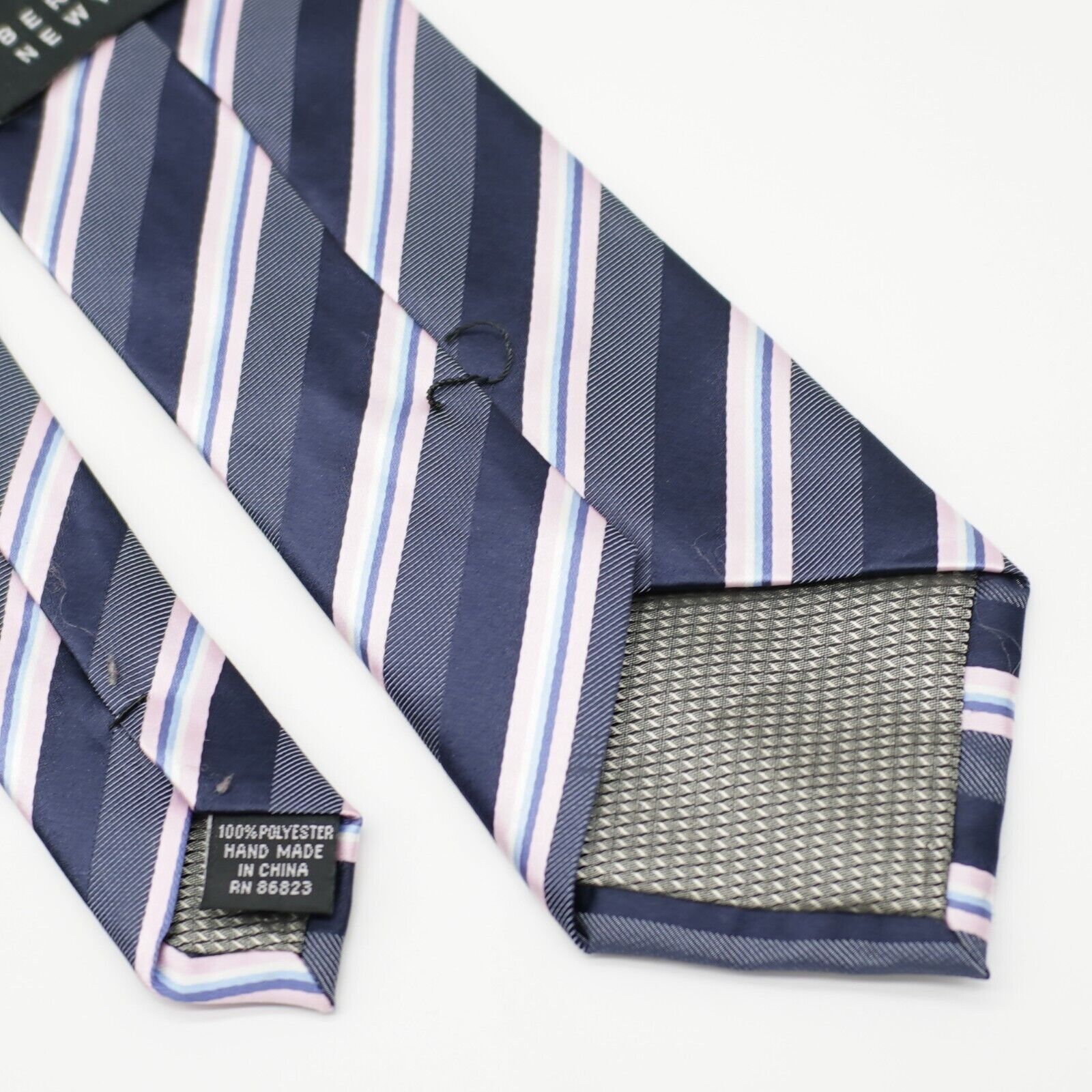 Bergamo New York Bergamo New York Blue Pink Striped Polyester Woven Tie Size ONE SIZE - 5 Thumbnail
