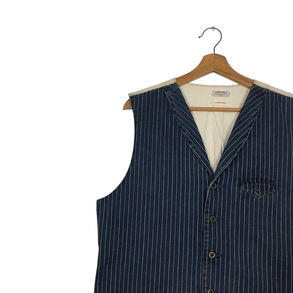 Eternal 🔥VINTAGE WAIST COATS VEST ETERNAL HICKORY CHORE STRIPED Size US L / EU 52-54 / 3 - 9 Thumbnail