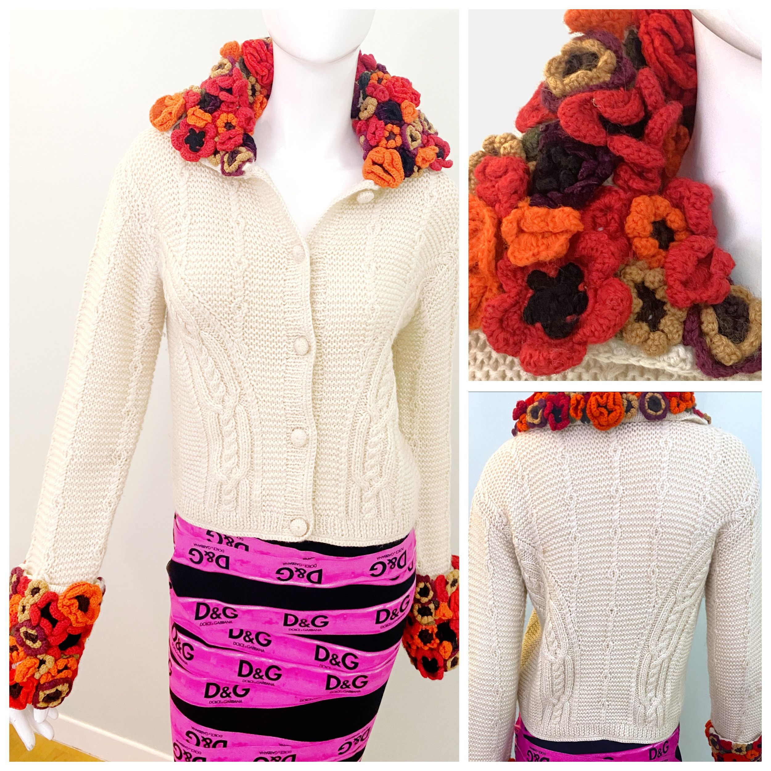 Moschino Moschino Crochet Beaded Cardigan Sweater Pullover Size M / US 6-8 / IT 42-44 - 1 Thumbnail