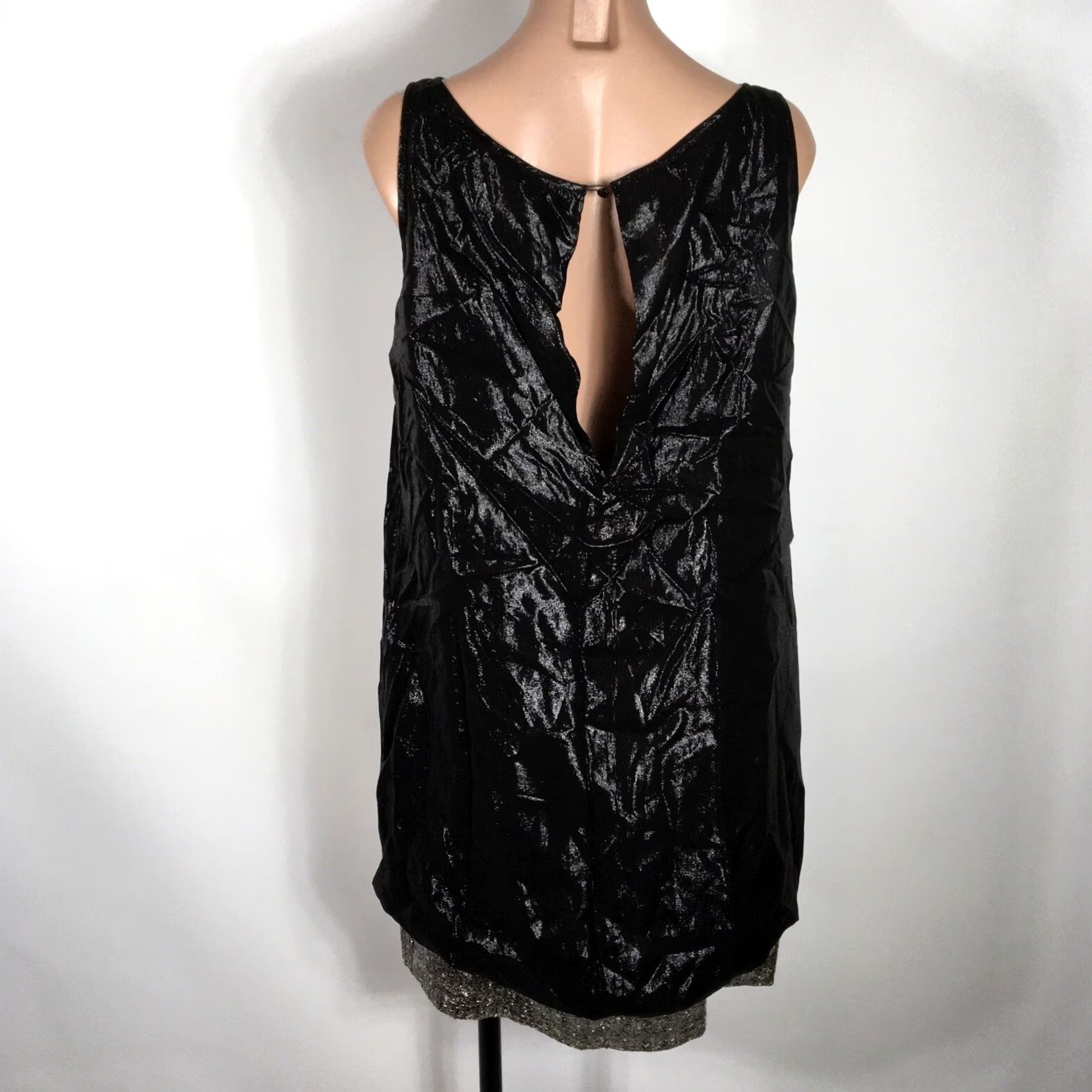 Badgley Mischka VINTAGE Badgley Mischka Wet Look Shiny Bubble Dress Black Silver VTG y2k Club Party Dress 10 Mens Women Girls Boys Size L / US 10 / IT 46 - 6 Thumbnail