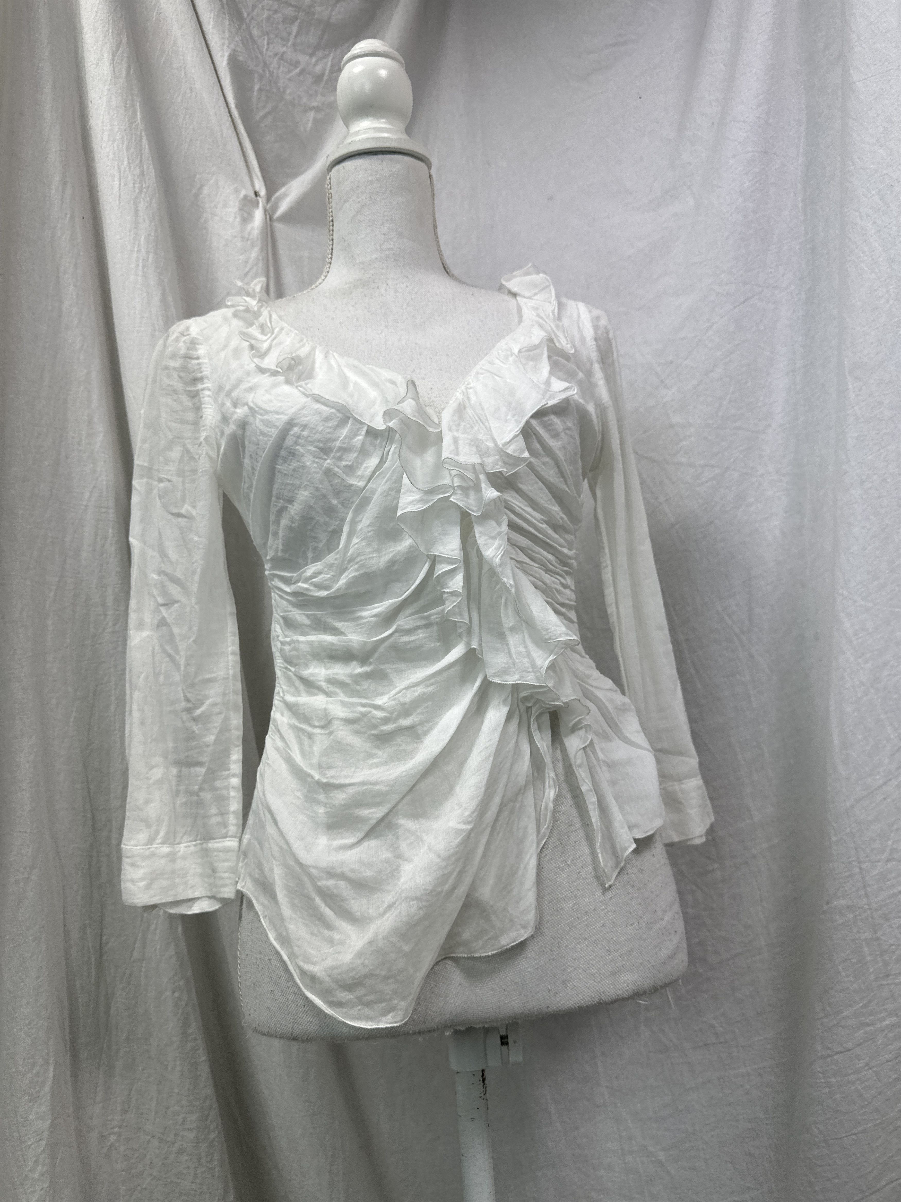Vintage Old Money Pleated Asymmetrical Prada Shirt Y2K