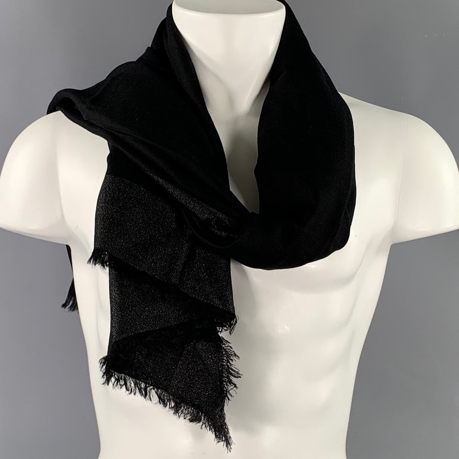 Marc Jacobs MARC JACOBS Black Metallic Wool Cashmere Blend Scarves Size ONE SIZE - 1 Thumbnail