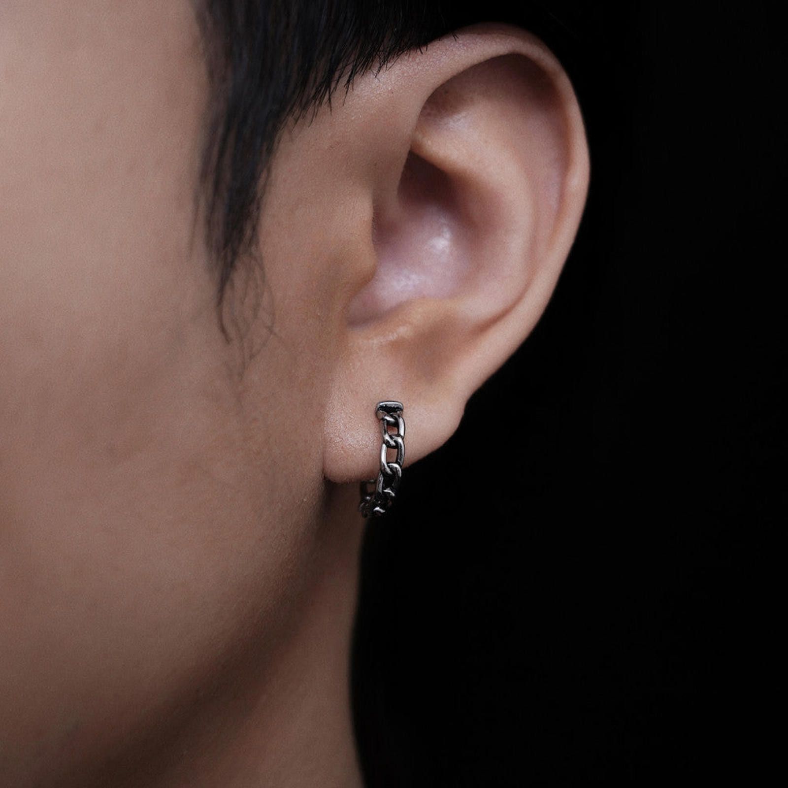 Jewelry Silver Chain Hoop Earrings Size ONE SIZE - 1 Thumbnail