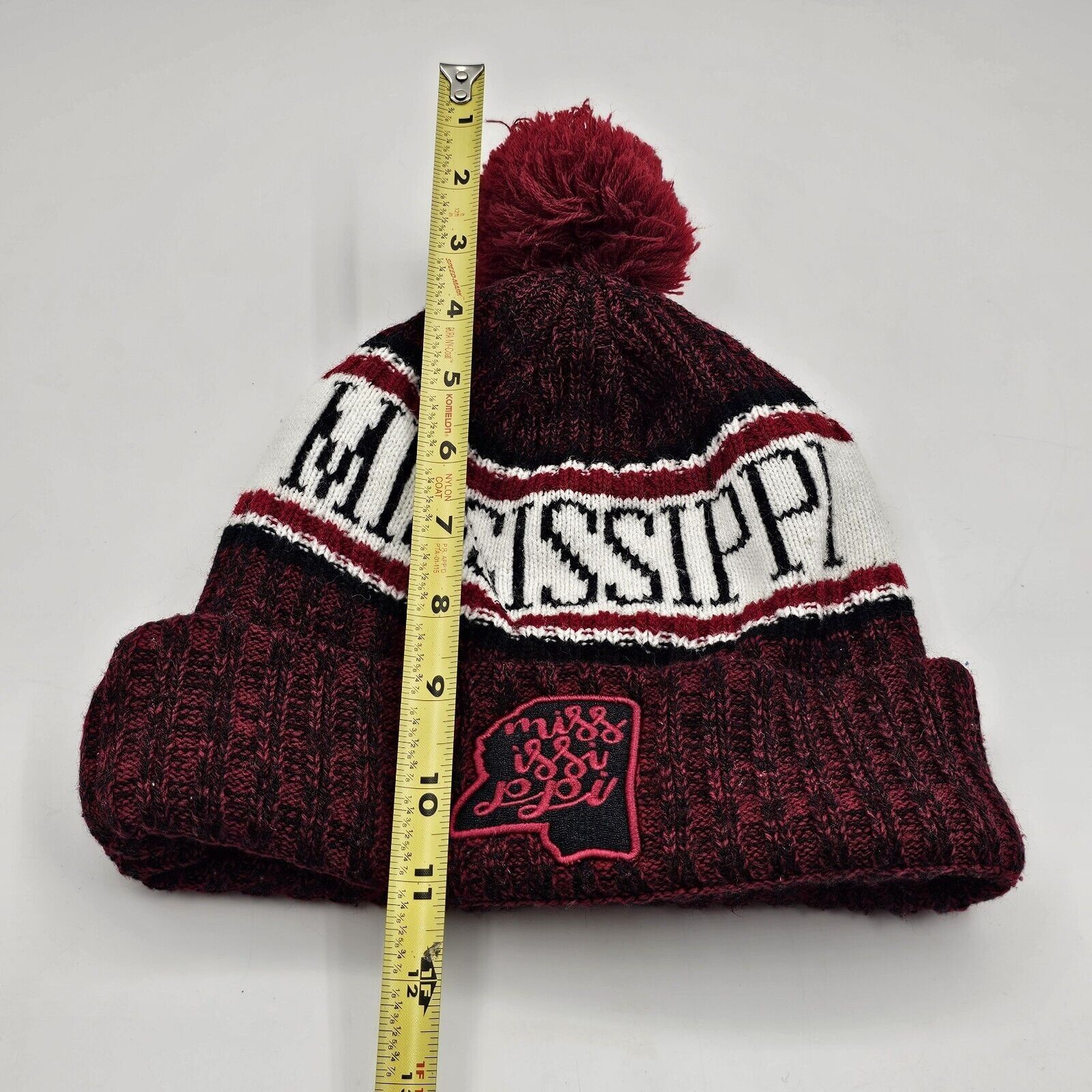 Other Mississippi State Pom Pom Beanie Hat Cuffed Knit Maroon One Size ONE SIZE - 7 Thumbnail