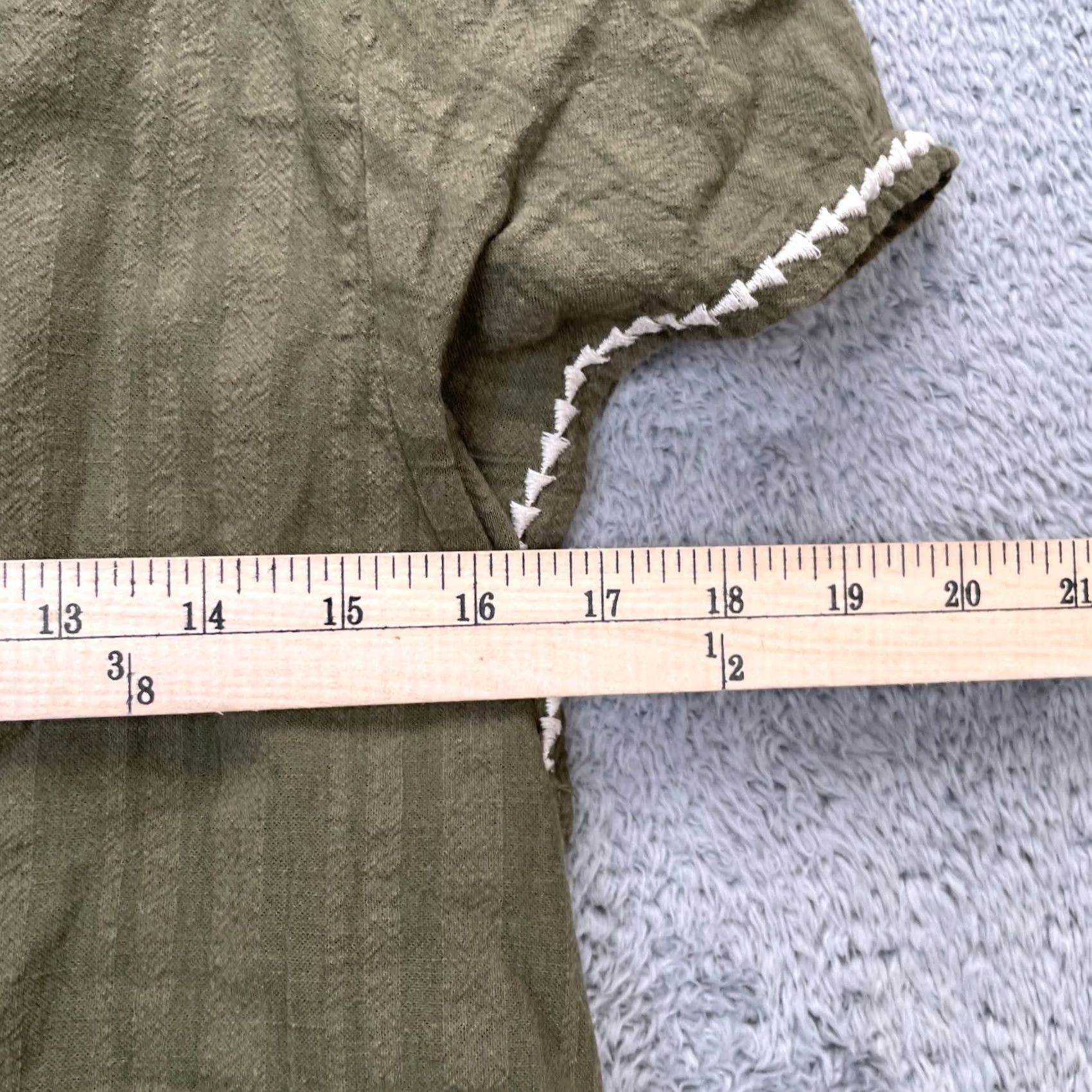 Loft LOFT Dress Womens Petite Small Green Cotton Embroidered Cap Sleeve Boho Tunic Size S / US 4 / IT 40 - 8 Thumbnail