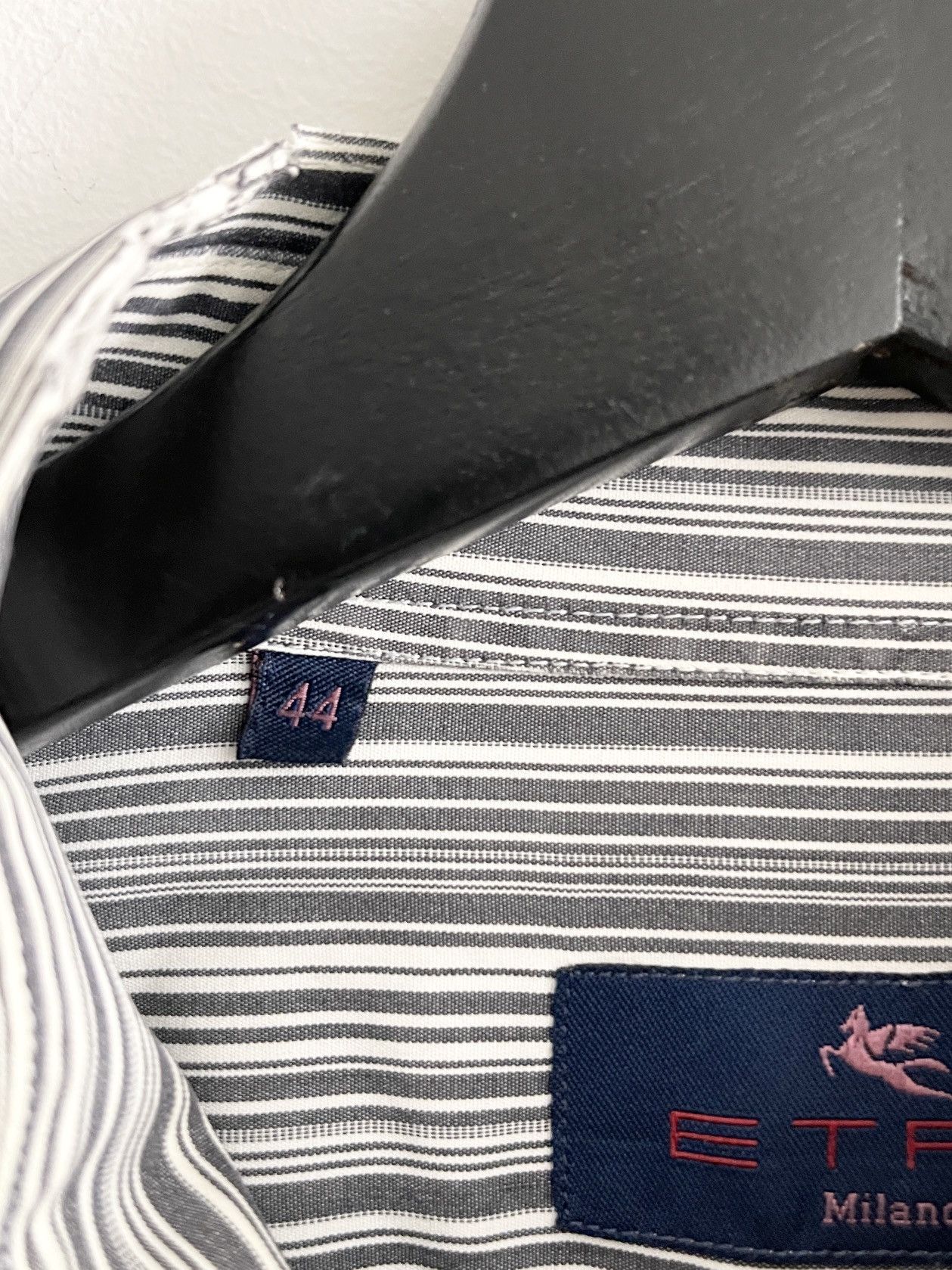 Etro STEAL! Vintage Etro Grey Stripe Shirt Size 44R - 6 Thumbnail