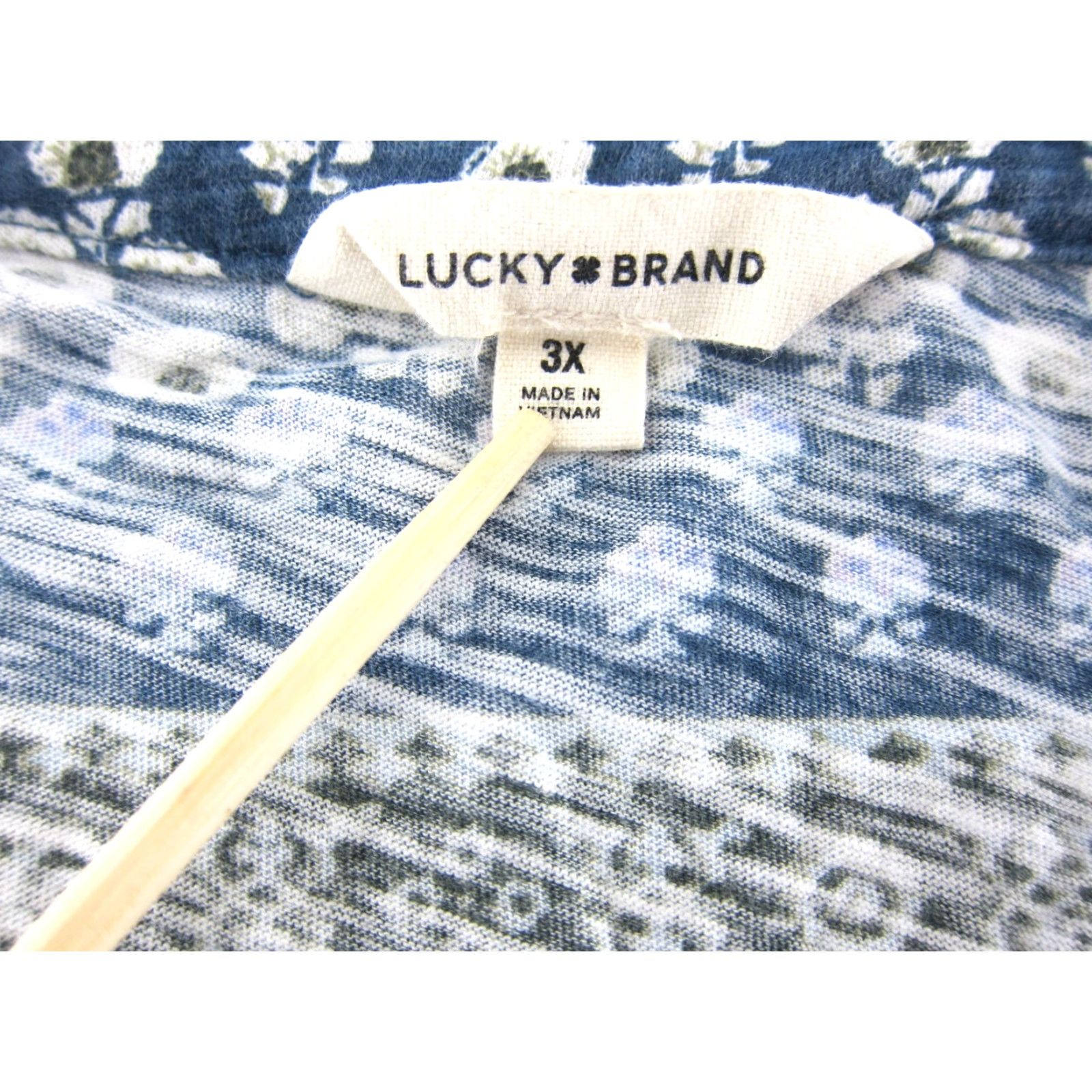Lucky Brand LUKCY Brand Cotton Rayon Blue Pink Green Paisley Floral Short Sleeve Top 3X (Vintage) Size XXL / US 16-18 / IT 52-54 - 3 Thumbnail